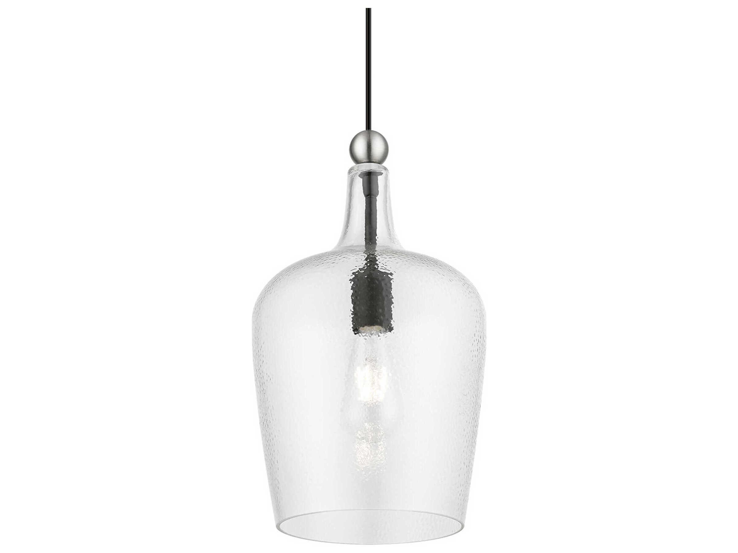 Livex Lighting Avery 1-Light Black Brushed Nickel Glass Bell Mini Pendant
