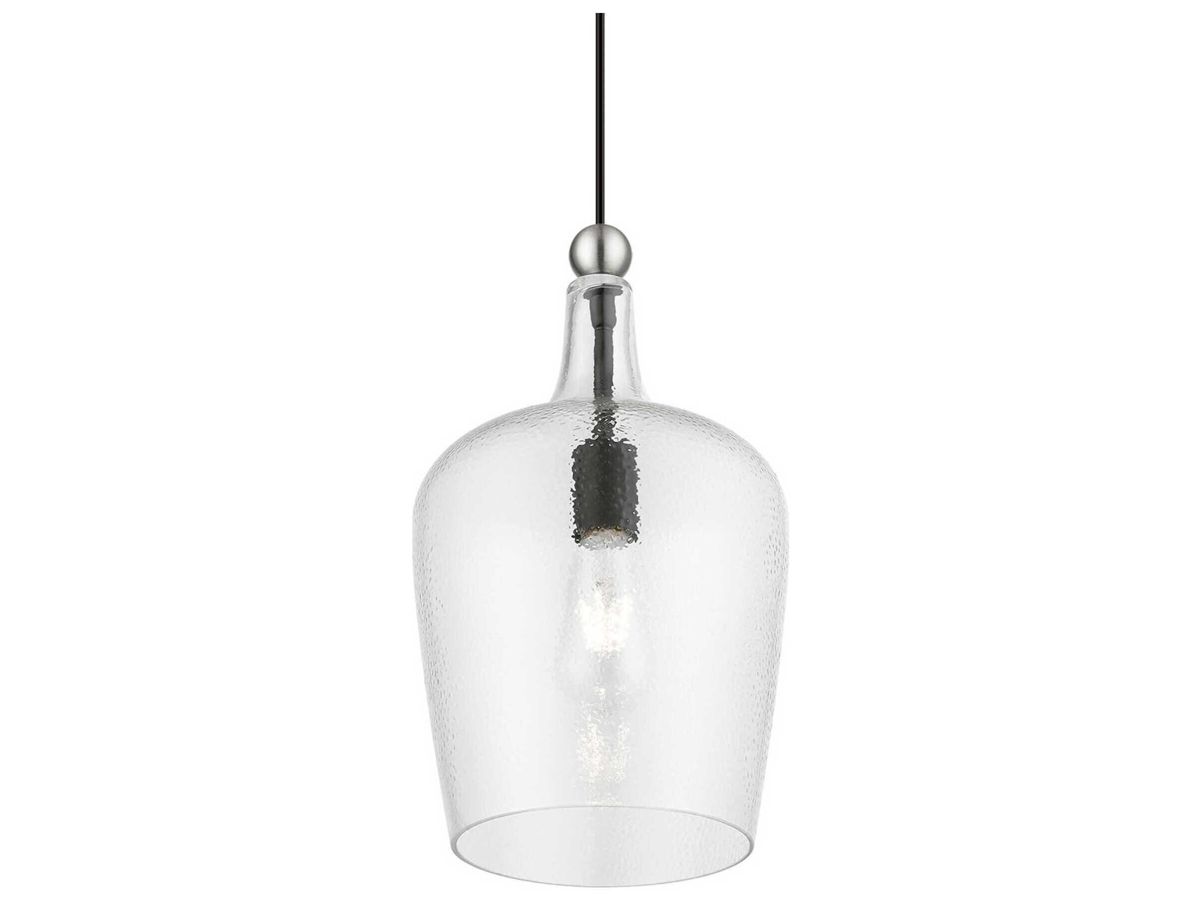 Livex Lighting Avery 1-Light Black Brushed Nickel Glass Bell Mini Pendant