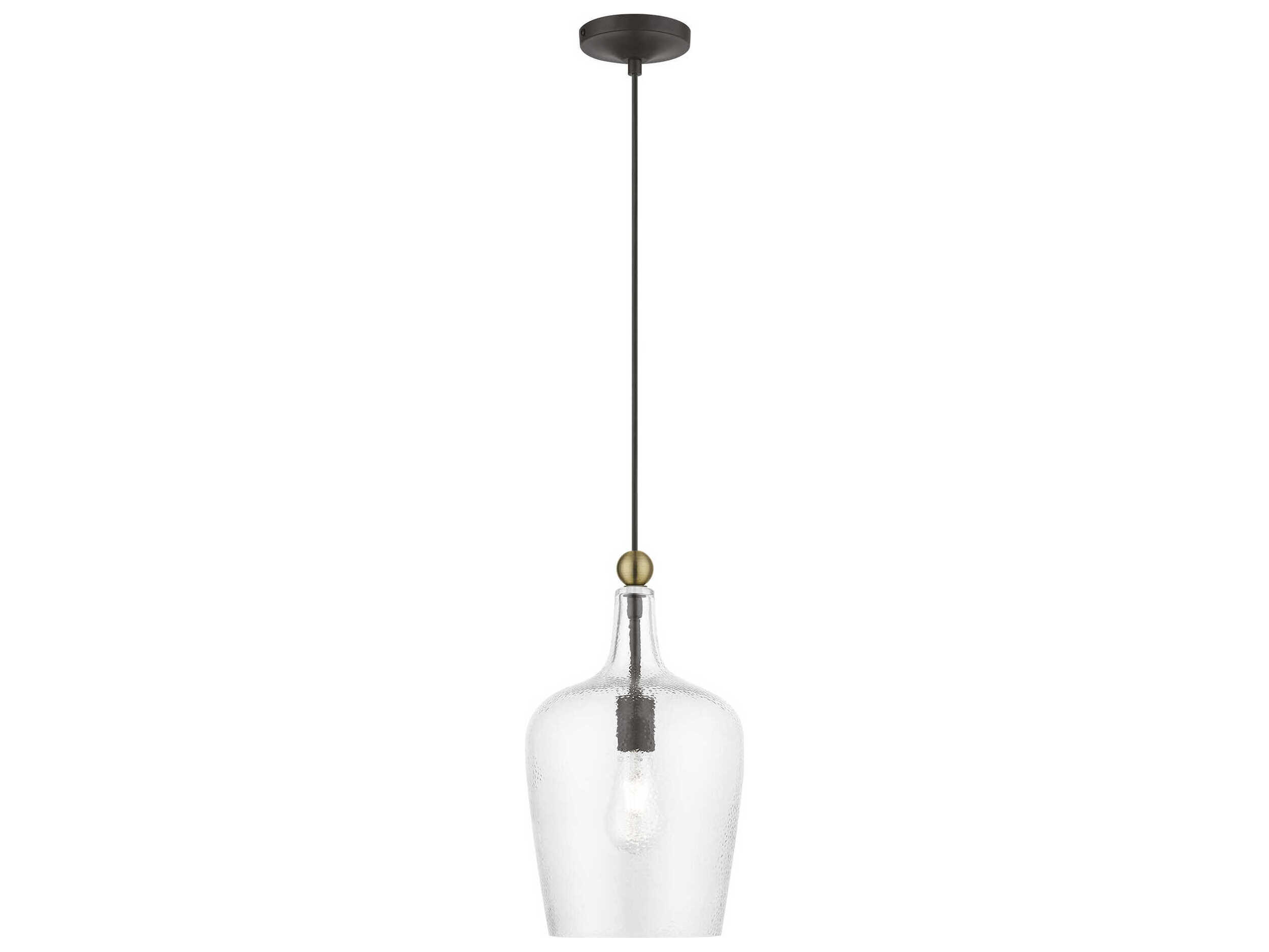 Livex Lighting Avery 1-Light Bronze Antique Brass Glass Bell Mini Pendant