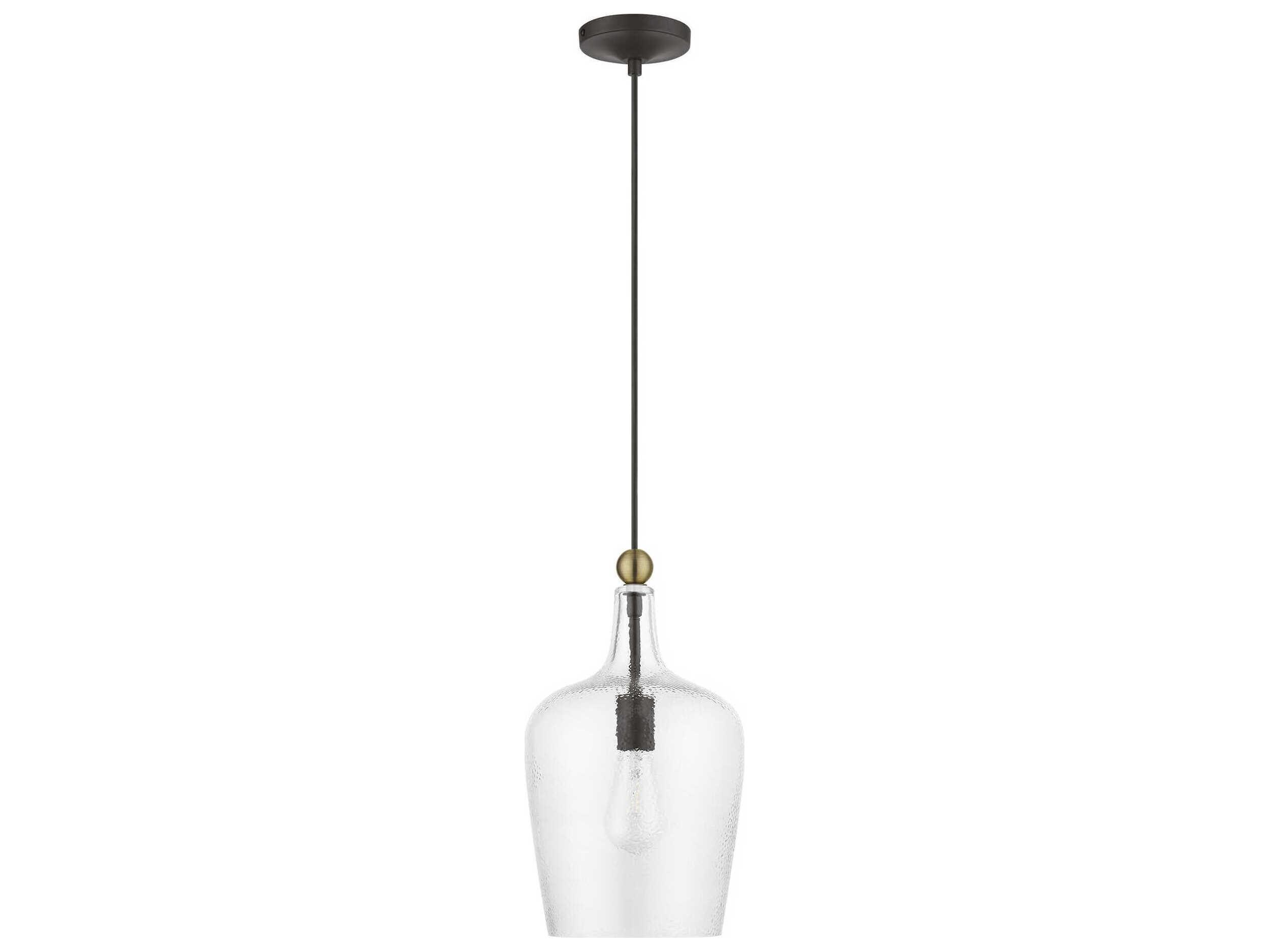 Livex Lighting Avery 1-Light Bronze Antique Brass Glass Bell Mini Pendant