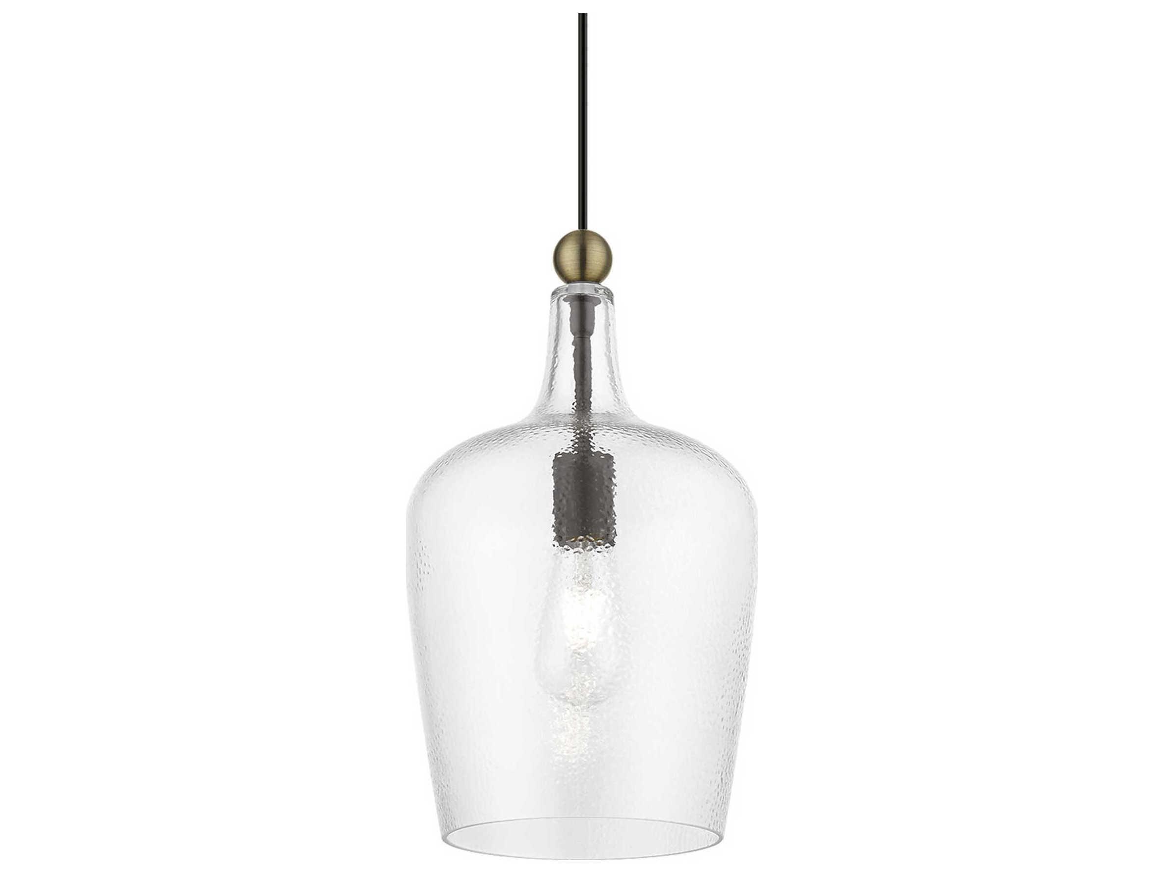 Livex Lighting Avery 1-Light Bronze Antique Brass Glass Bell Mini Pendant