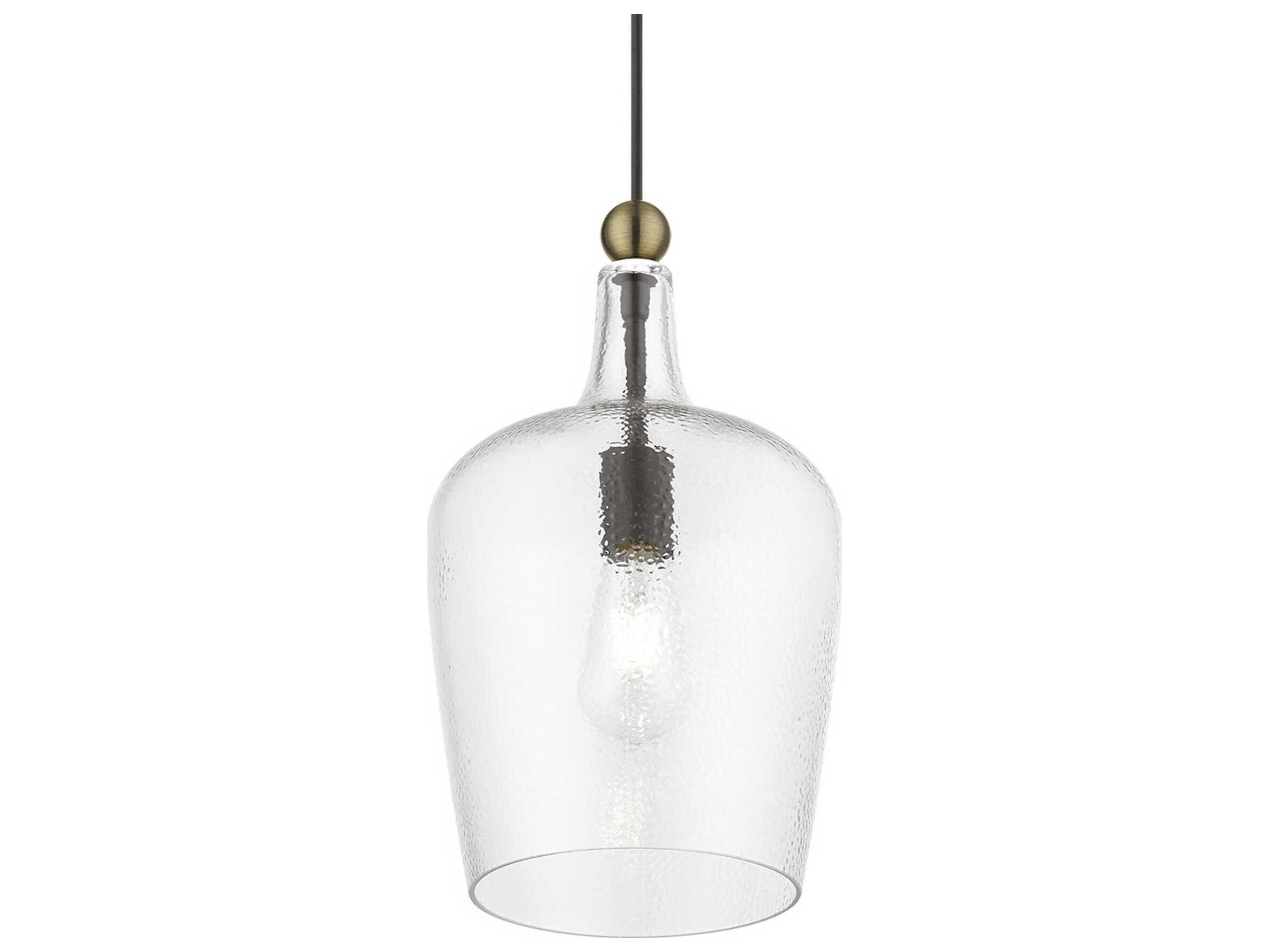 Livex Lighting Avery 1-Light Bronze Antique Brass Glass Bell Mini Pendant
