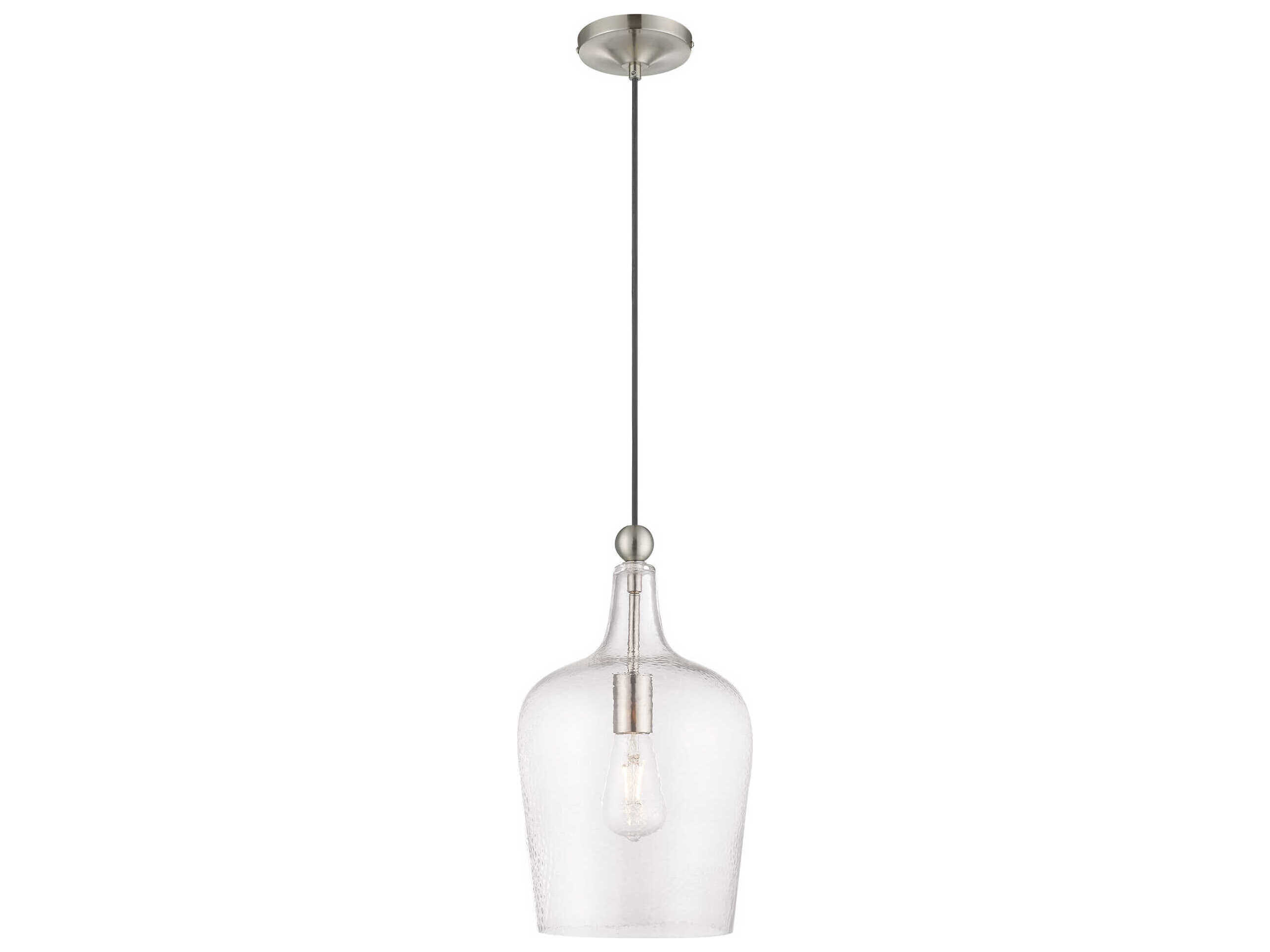 Livex Lighting Art Glass 1-Light Brushed Nickel Cylinder Mini Pendant