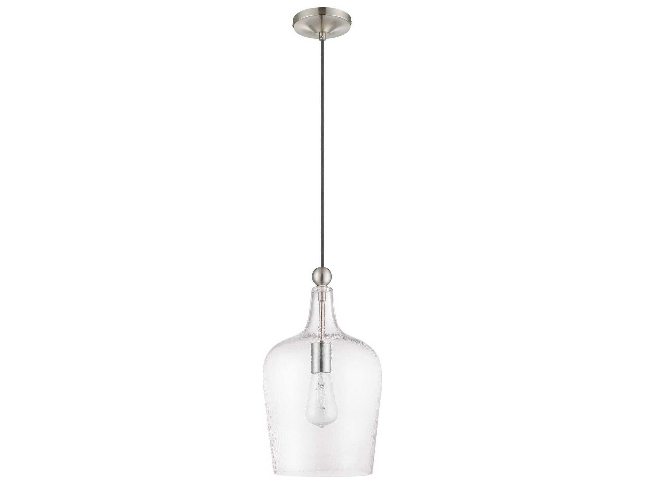 Livex Lighting Art Glass 1-Light Brushed Nickel Cylinder Mini Pendant