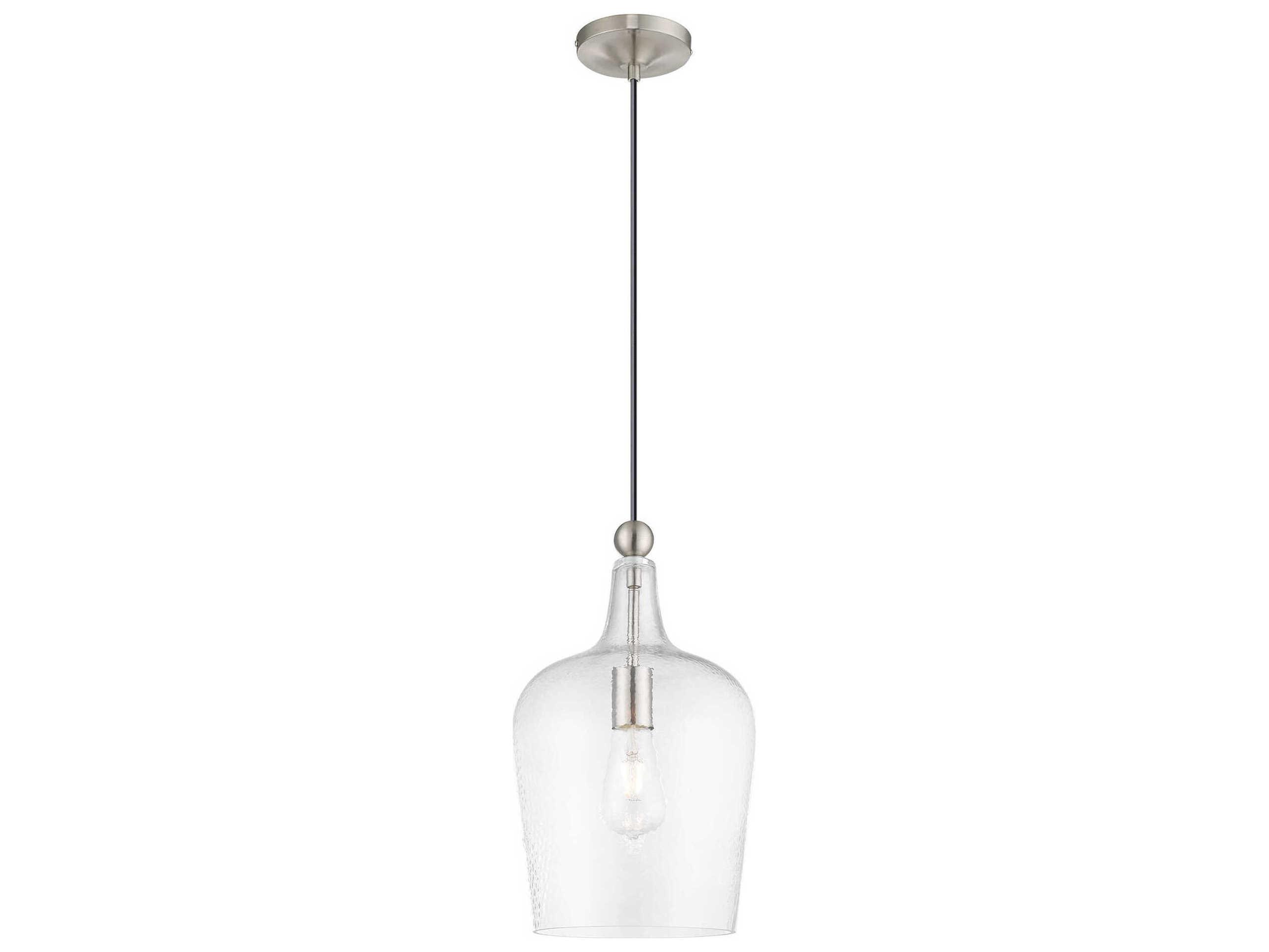 Livex Lighting Art Glass 1-Light Brushed Nickel Cylinder Mini Pendant