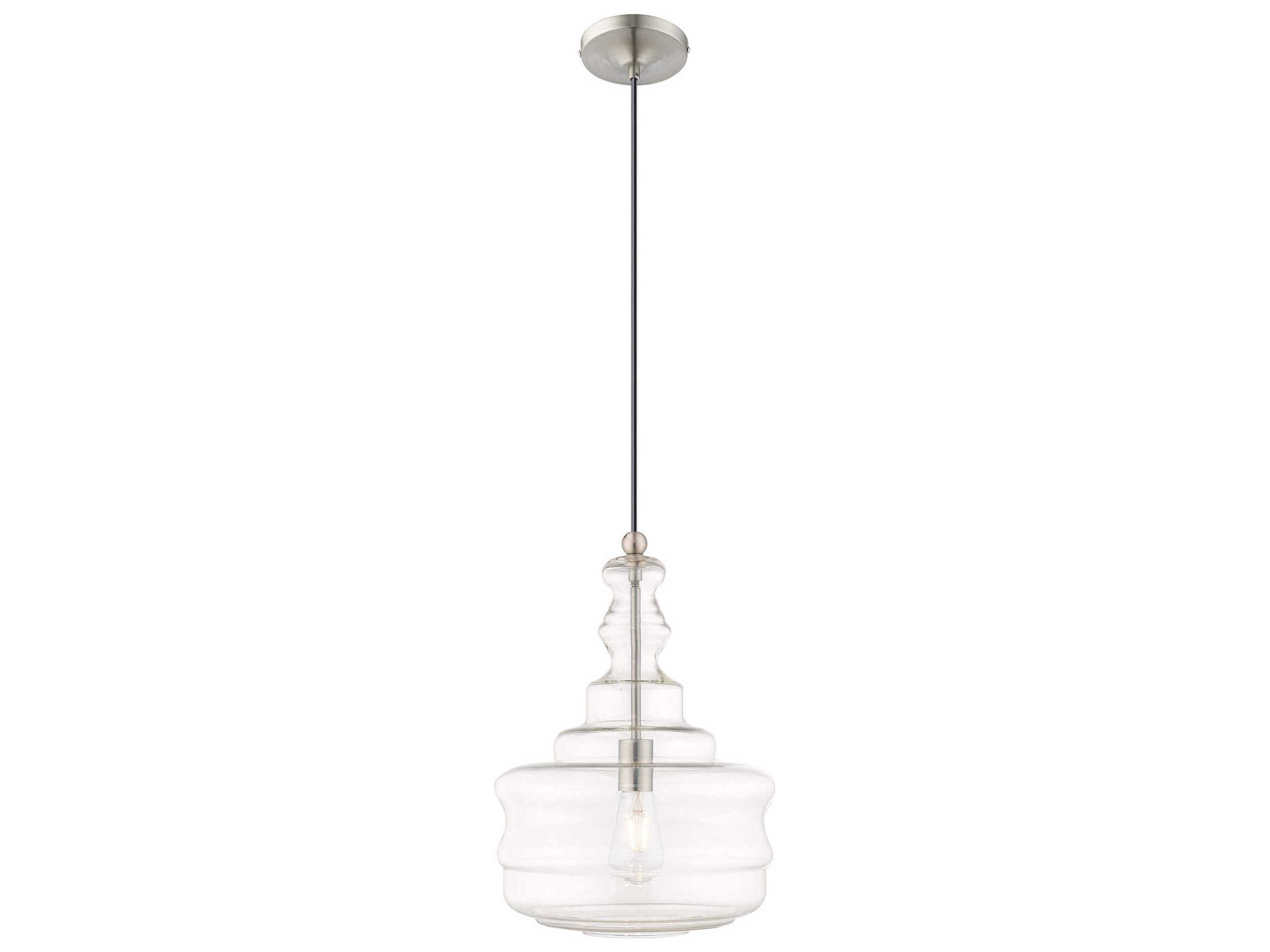 Livex Lighting Art Glass 1-Light Brushed Nickel Pendant