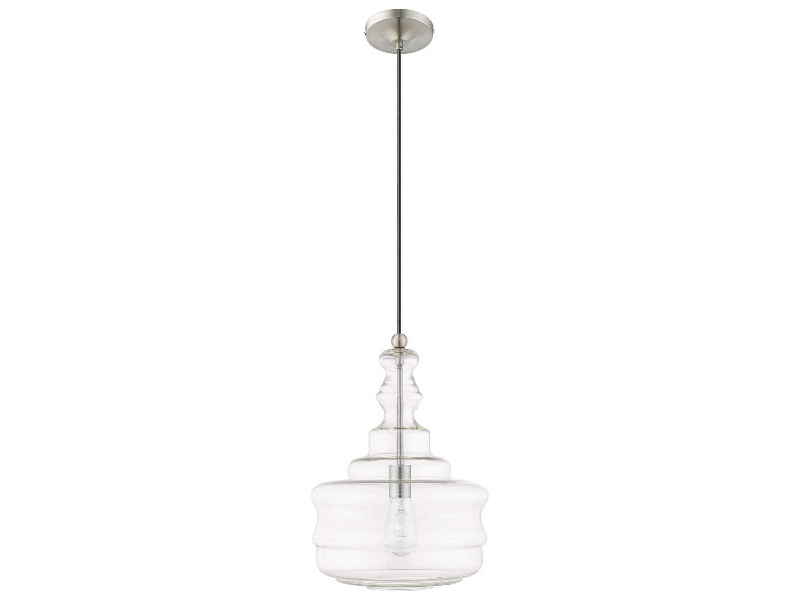 Livex Lighting Art Glass 1-Light Brushed Nickel Pendant