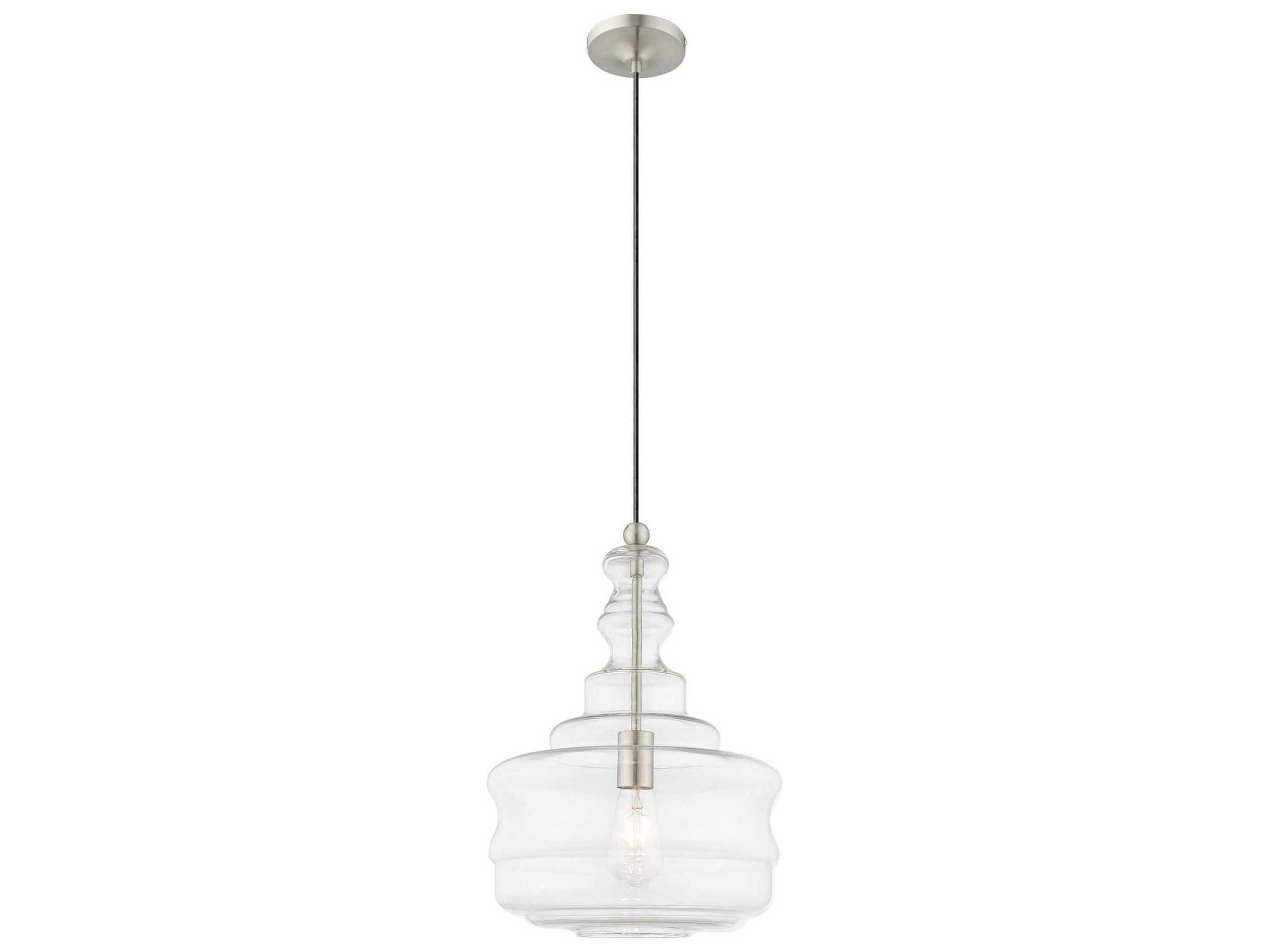 Livex Lighting Art Glass 1-Light Brushed Nickel Pendant