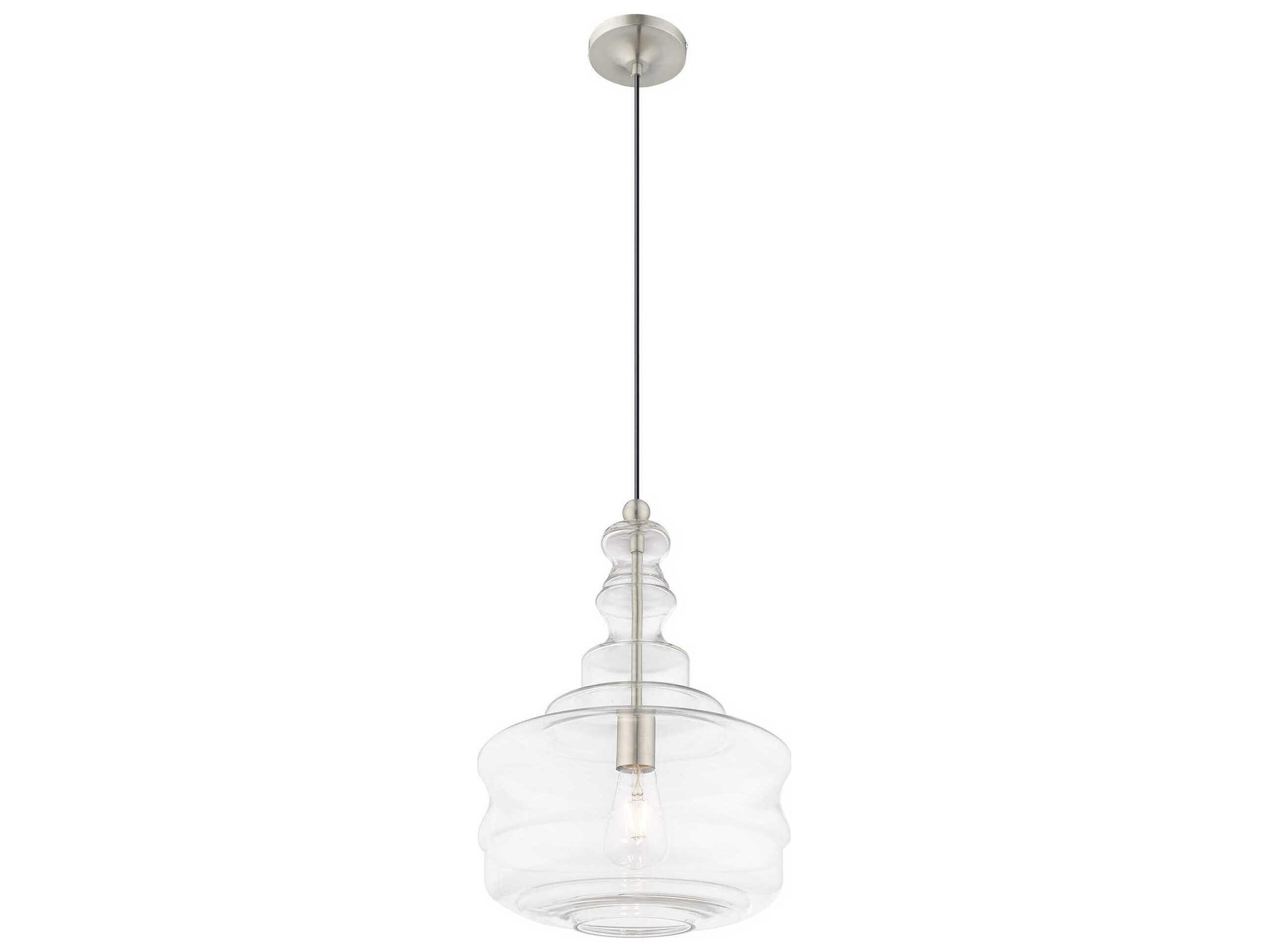 Livex Lighting Art Glass 1-Light Brushed Nickel Pendant
