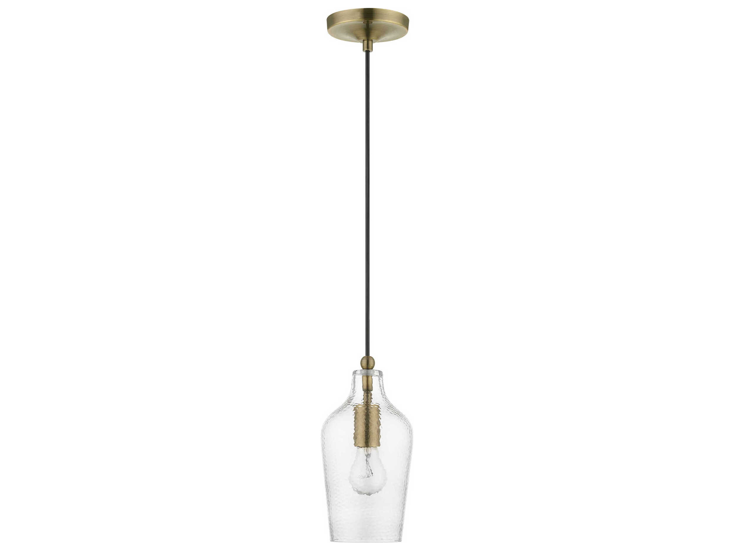 Livex Lighting Avery 1-Light Antique Brass Glass Bell Mini Pendant