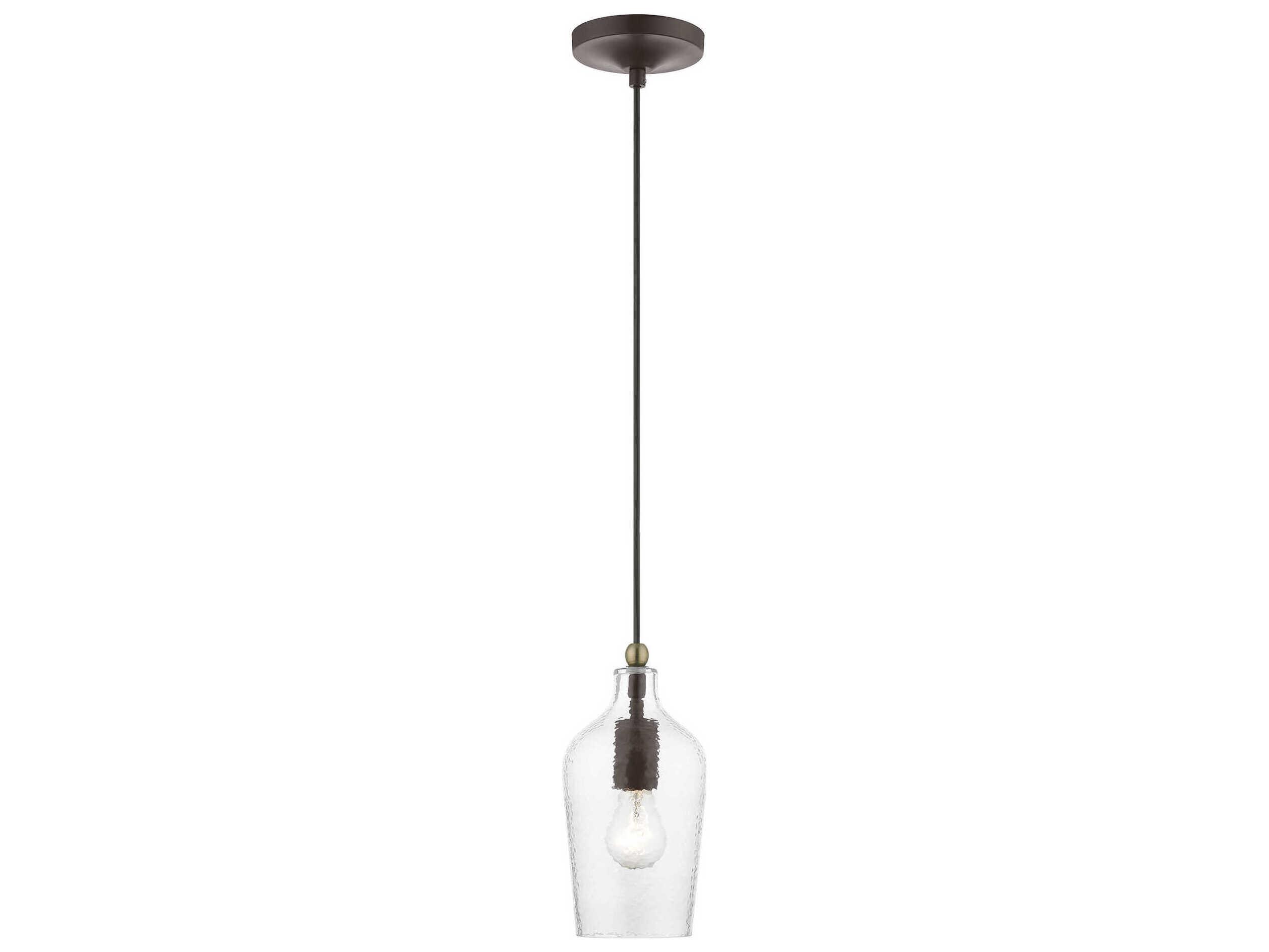 Livex Lighting Avery 1-Light Bronze Antique Brass Glass Bell Mini Pendant