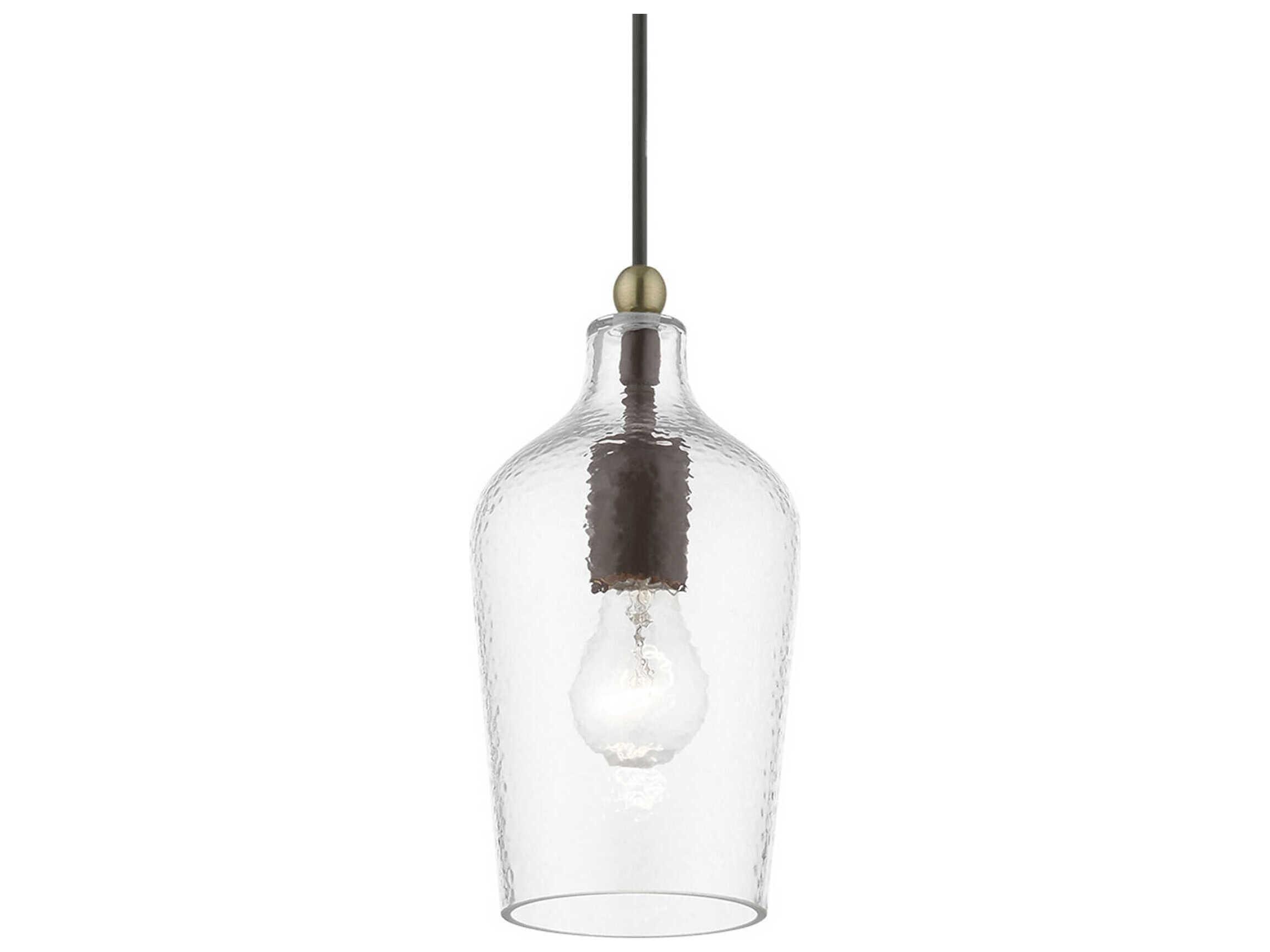 Livex Lighting Avery 1-Light Bronze Antique Brass Glass Bell Mini Pendant