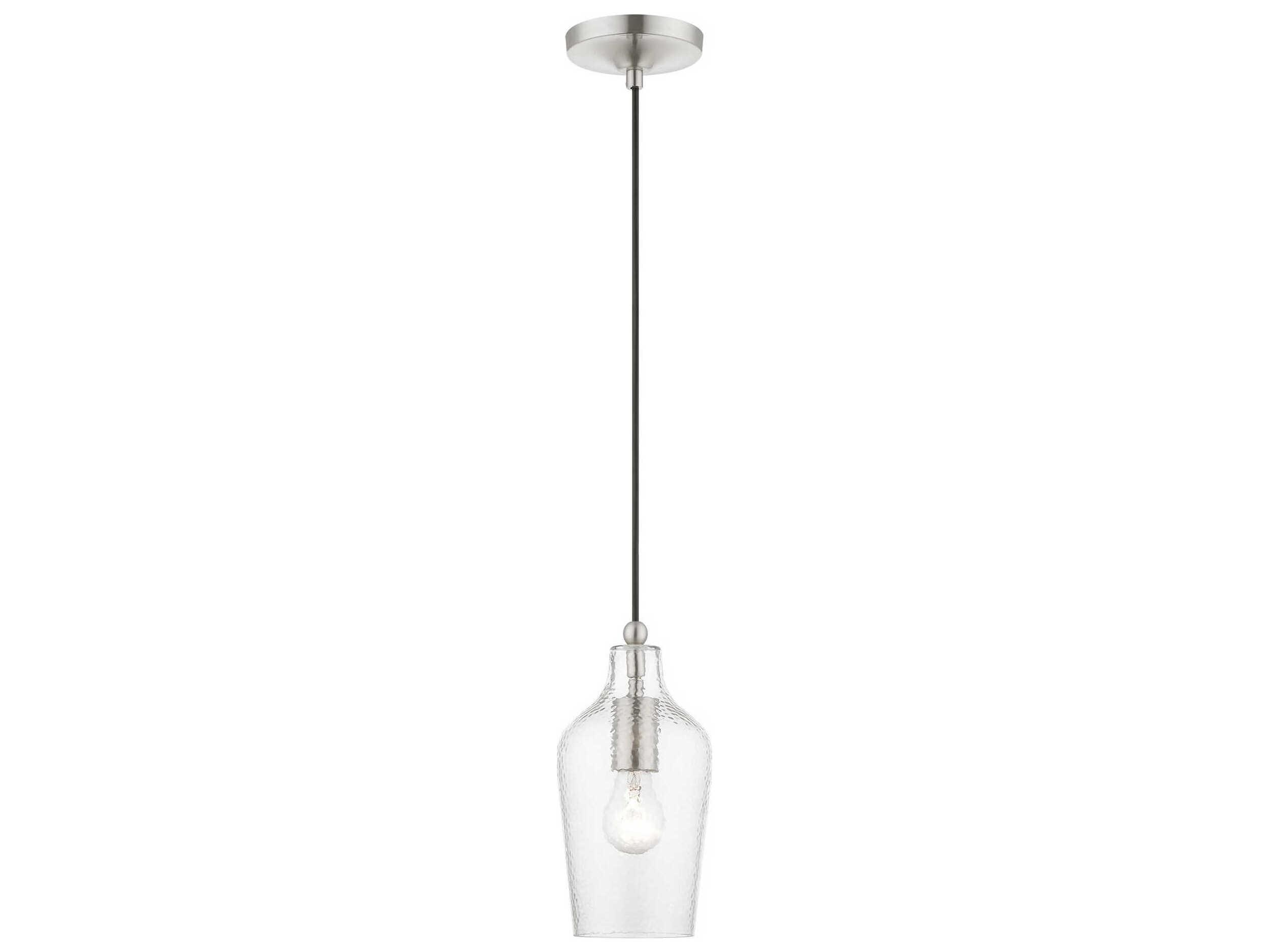 Livex Lighting Avery 1-Light Brushed Nickel Glass Bell Mini Pendant