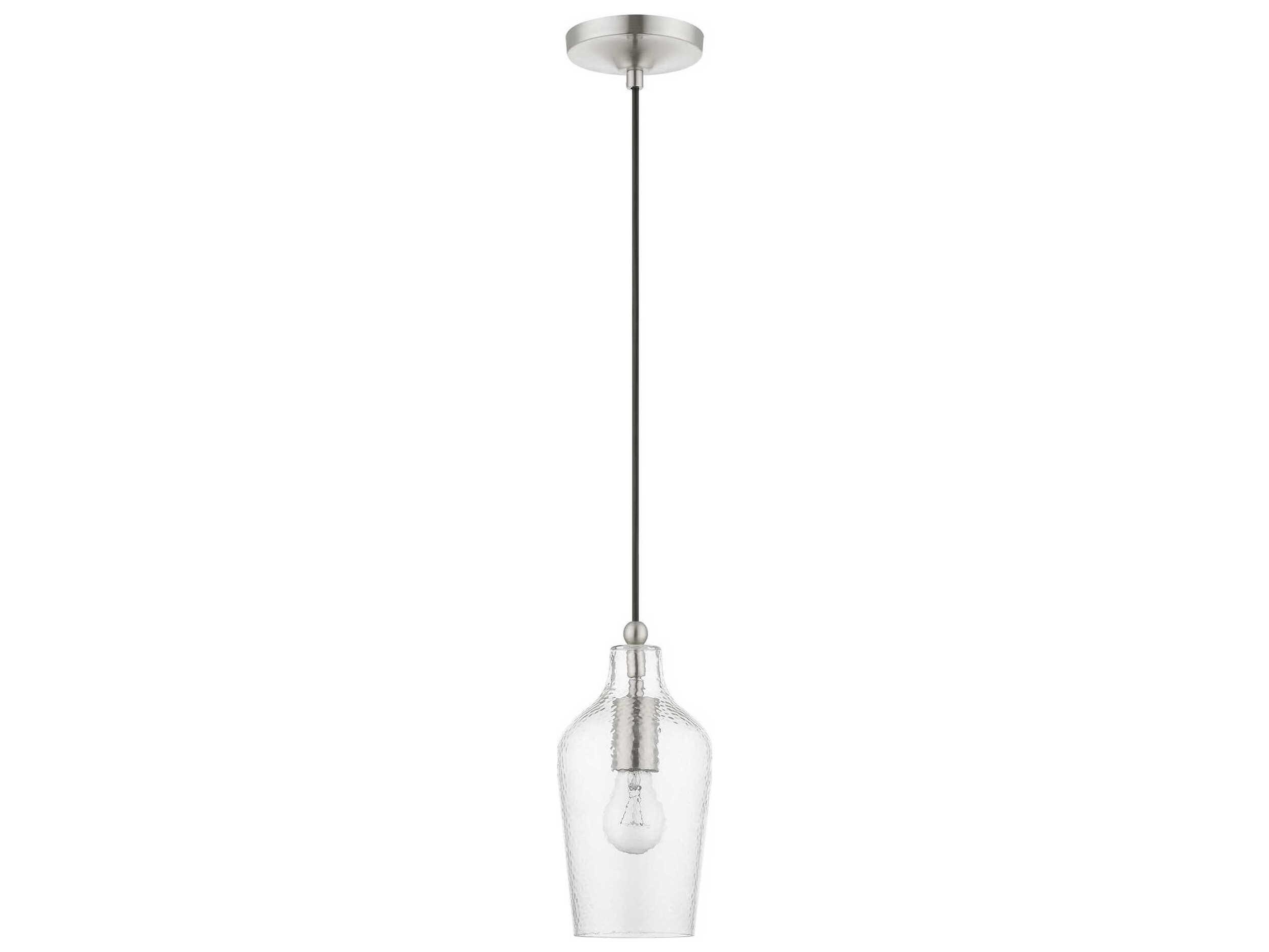 Livex Lighting Avery 1-Light Brushed Nickel Glass Bell Mini Pendant