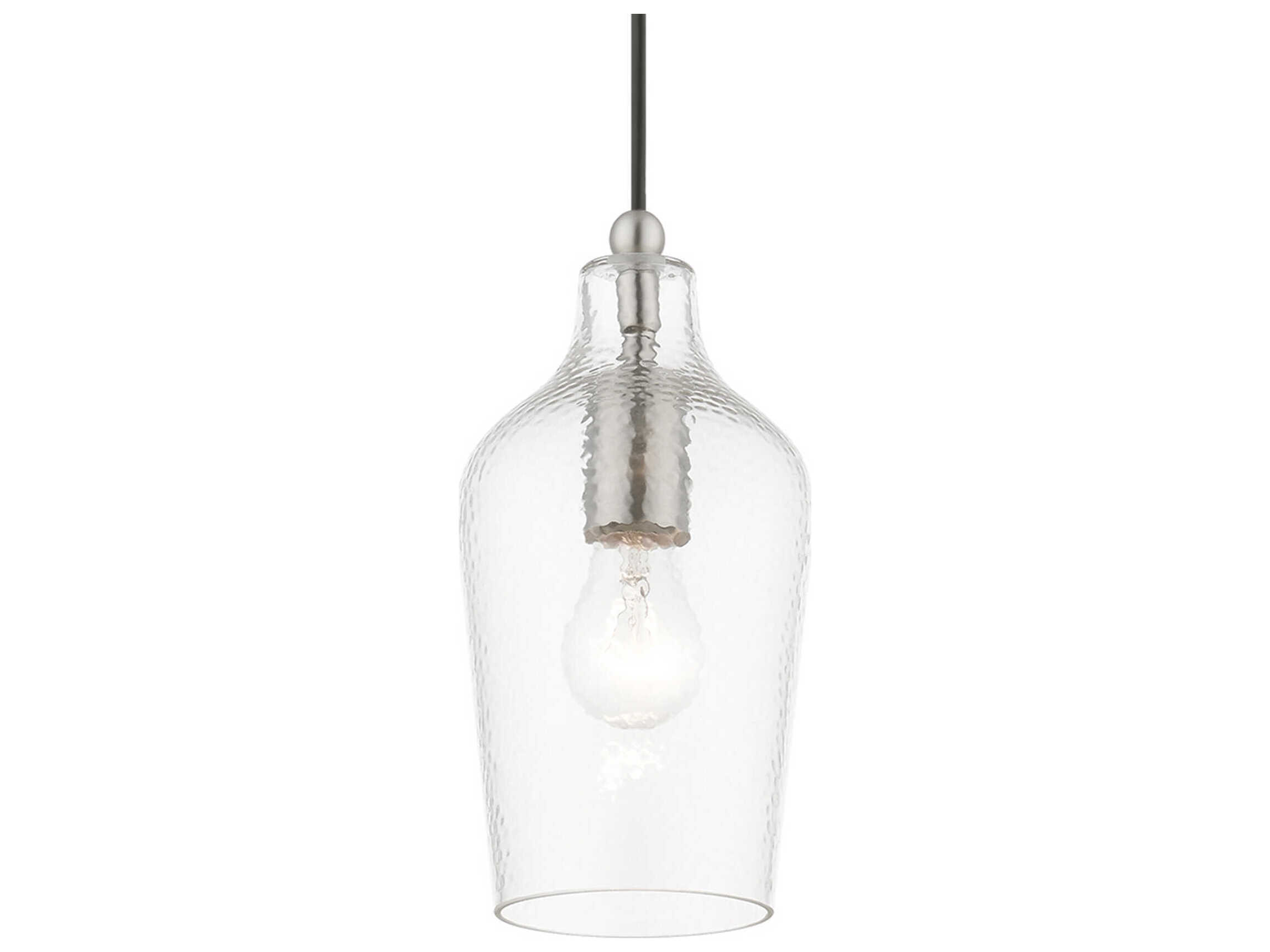 Livex Lighting Avery 1-Light Brushed Nickel Glass Bell Mini Pendant