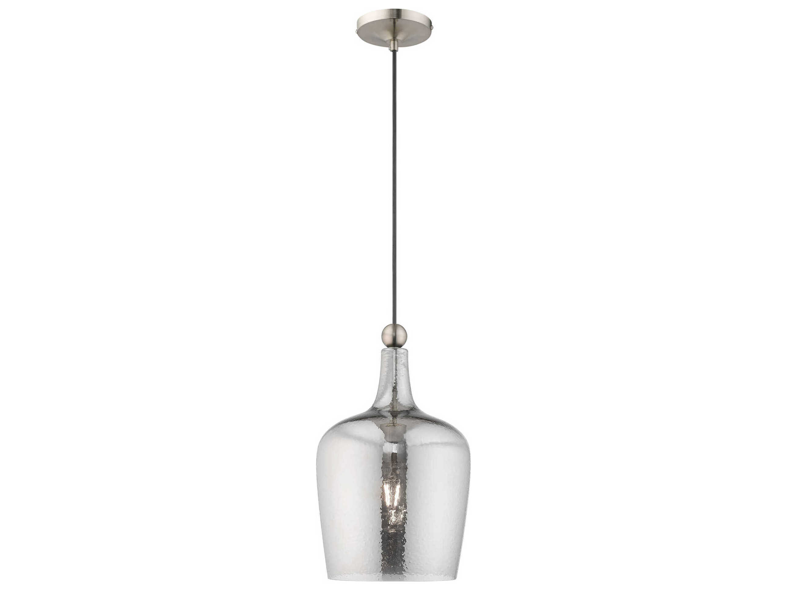 Livex Lighting Art Glass 1-Light Brushed Nickel Clear Cylinder Mini Pendant