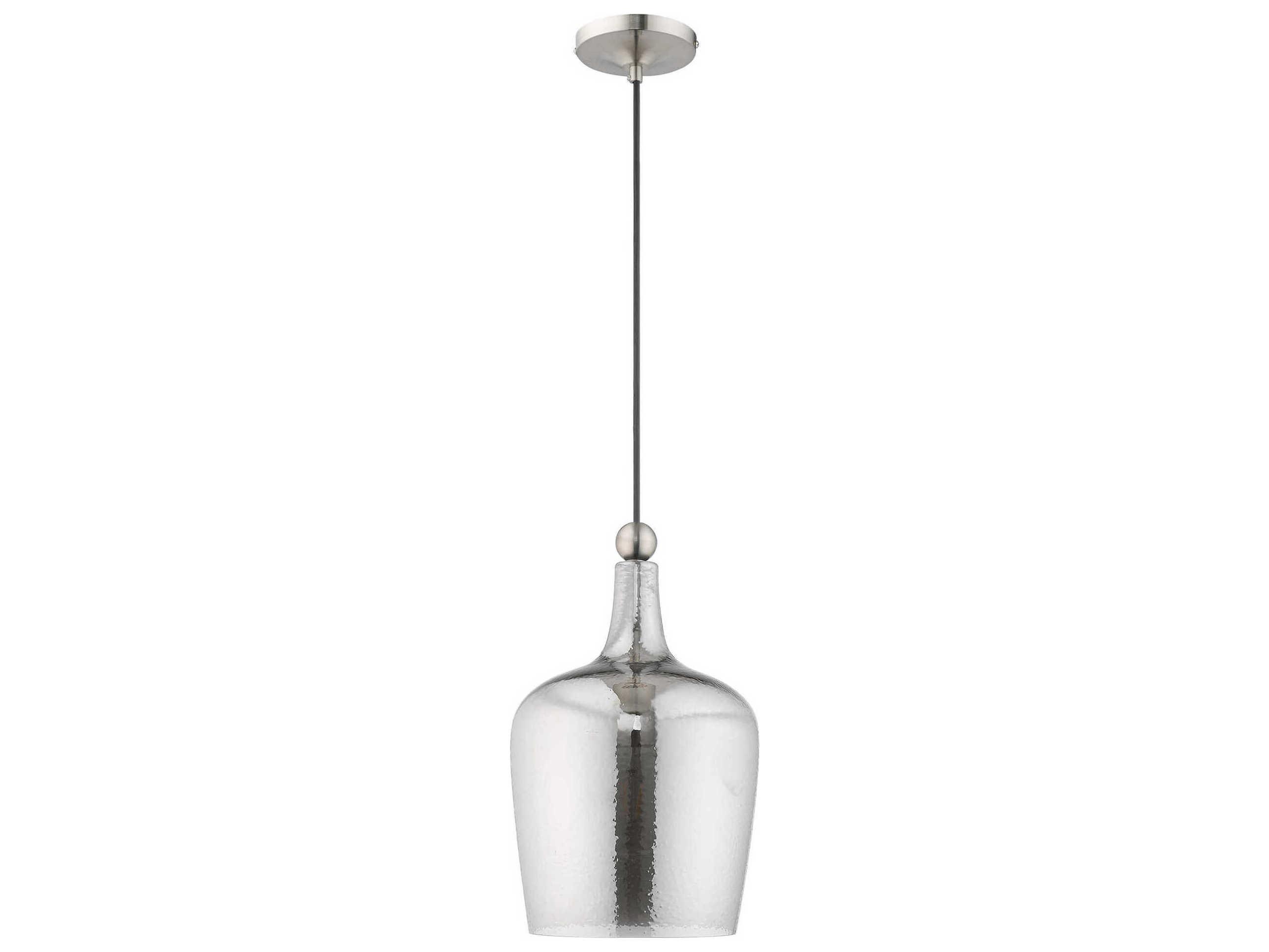 Livex Lighting Art Glass 1-Light Brushed Nickel Clear Cylinder Mini Pendant