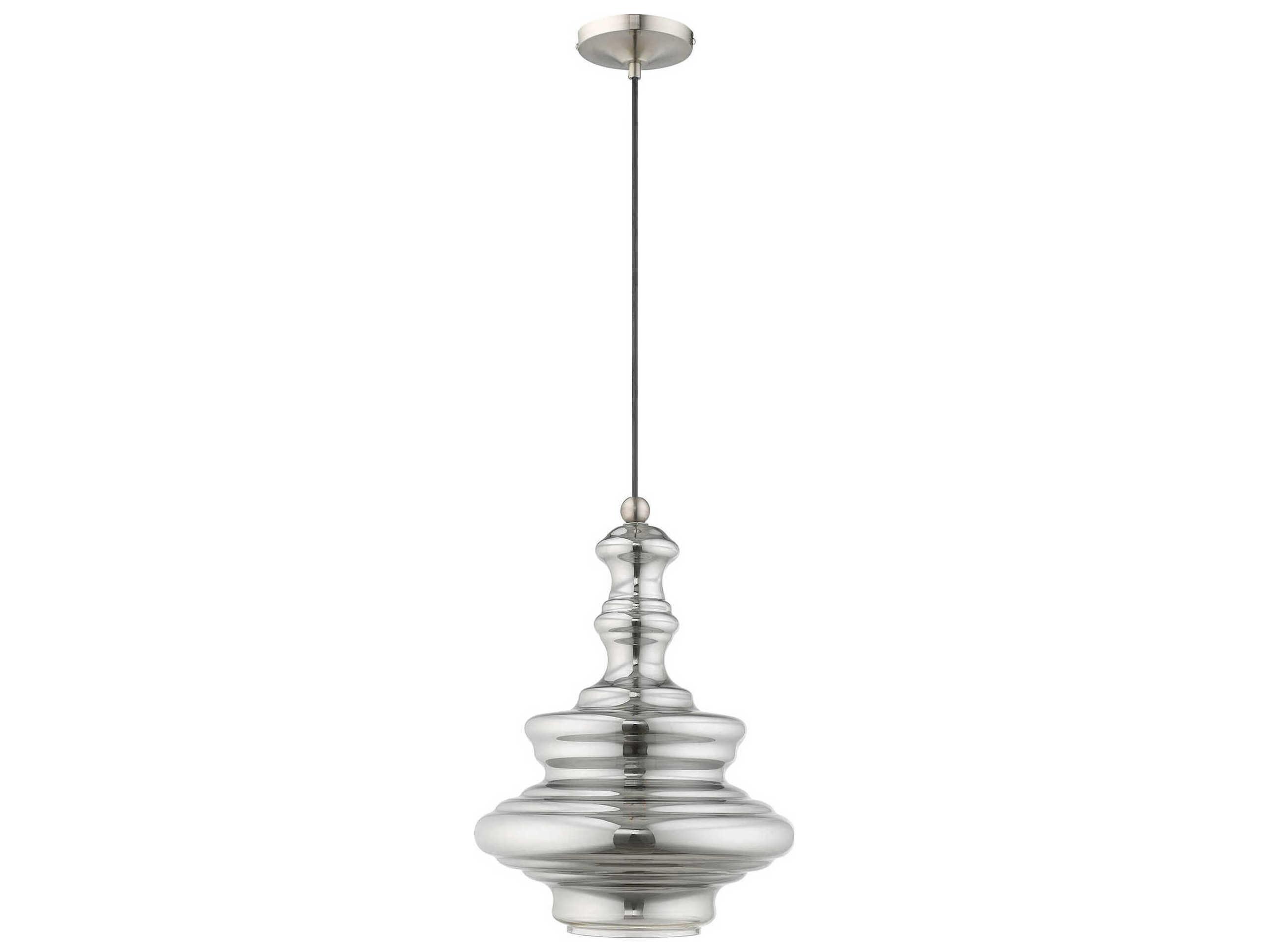 Livex Lighting Art Glass 1-Light Brushed Nickel Clear Pendant