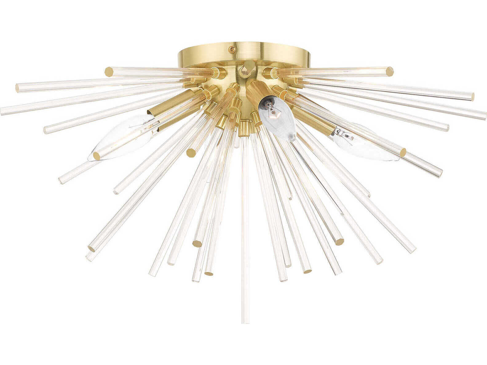 Livex Lighting Utopia 4-Light Satin Brass Clear Crystal Flush Mount