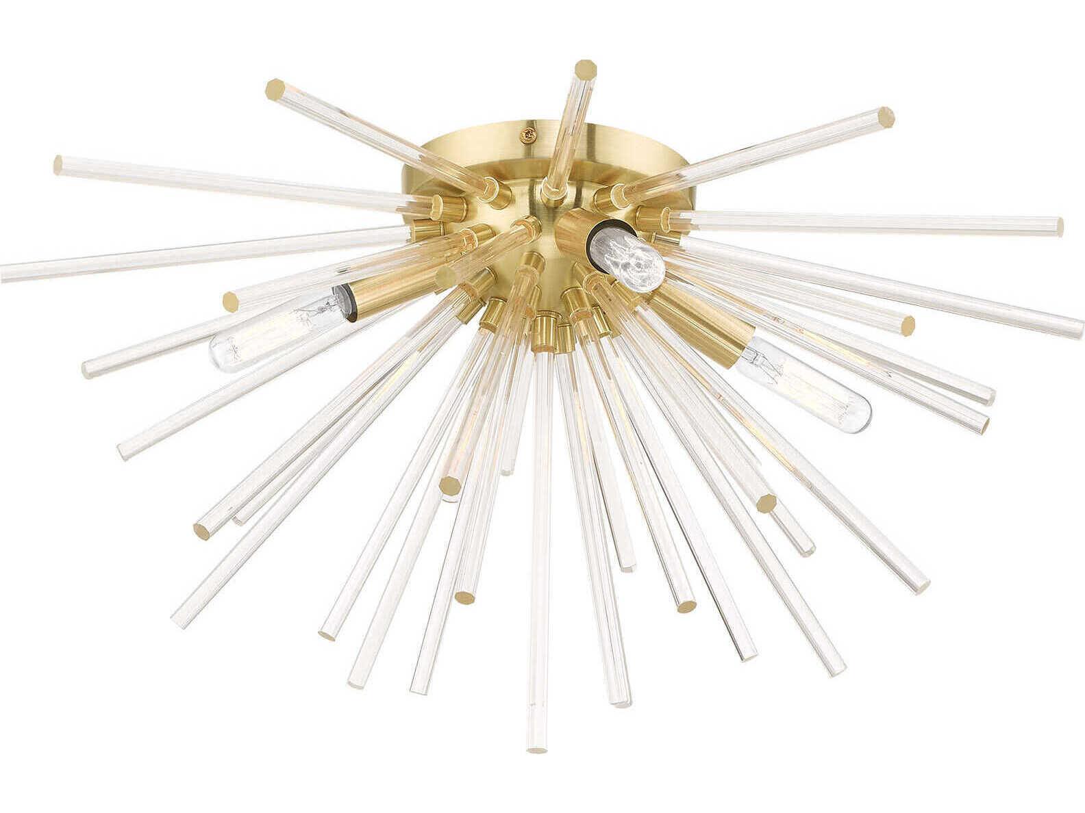 Livex Lighting Utopia 4-Light Satin Brass Clear Crystal Flush Mount