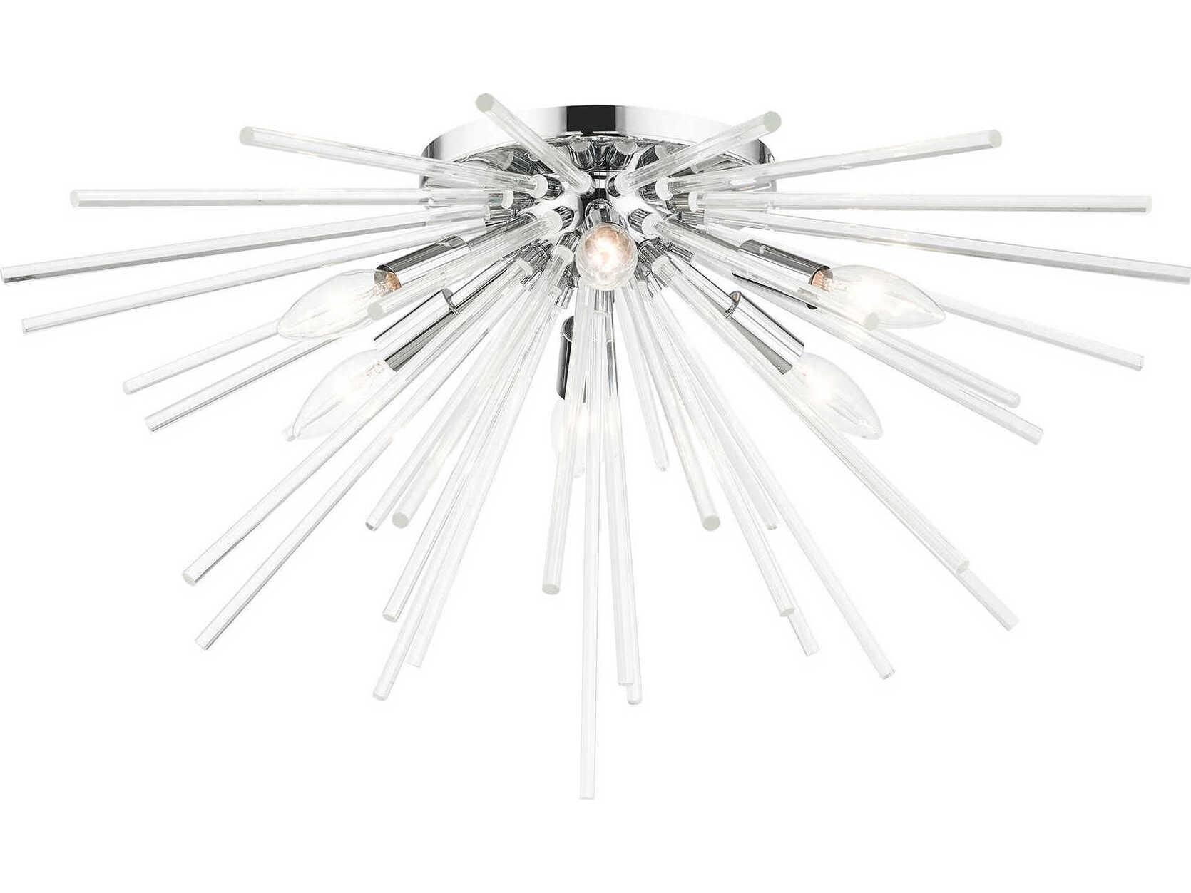 Livex Lighting Utopia 6-Light Polished Chrome Crystal Flush Mount