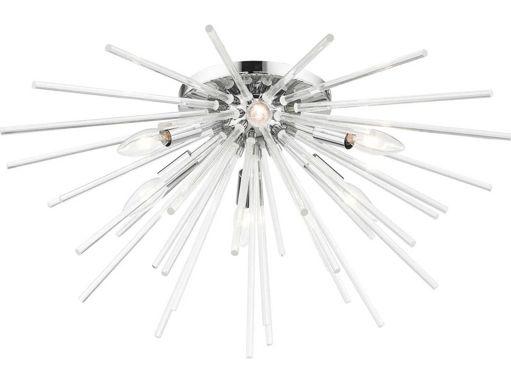 Livex Lighting Utopia 6-Light Polished Chrome Crystal Flush Mount