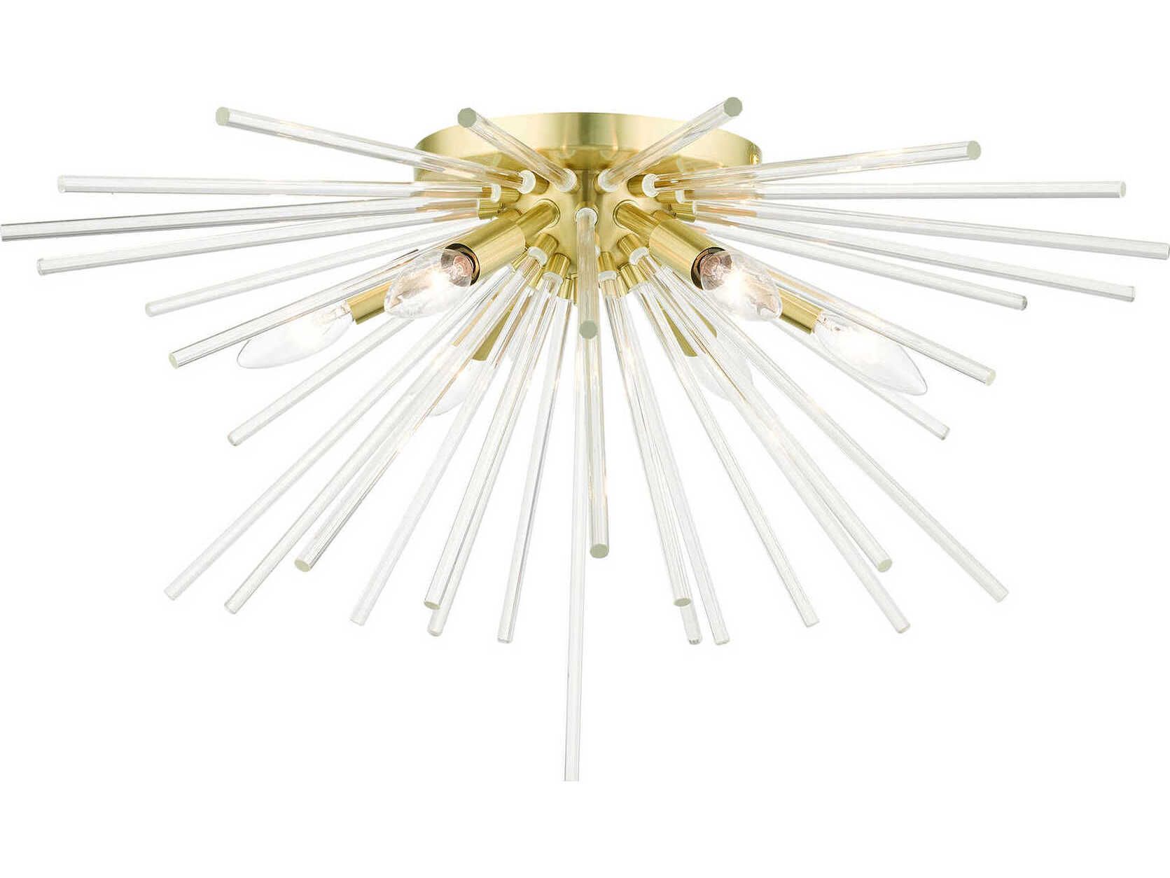 Livex Lighting Utopia 6-Light Satin Brass Crystal Sputnik Flush Mount
