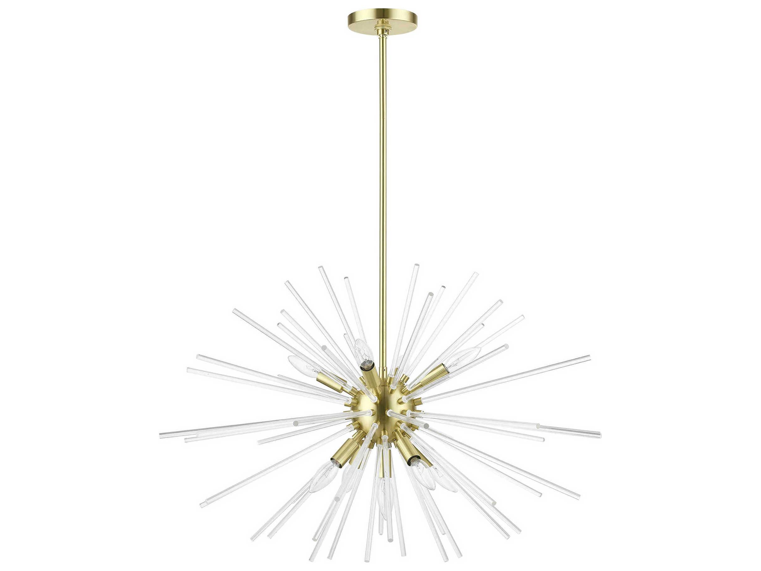 Livex Lighting Utopia 9-Light Satin Brass Glass Sputnik Pendant