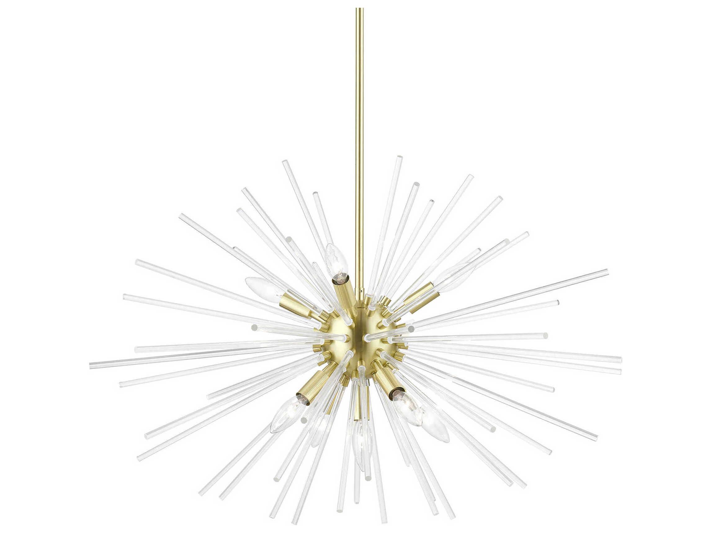 Livex Lighting Utopia 9-Light Satin Brass Glass Sputnik Pendant