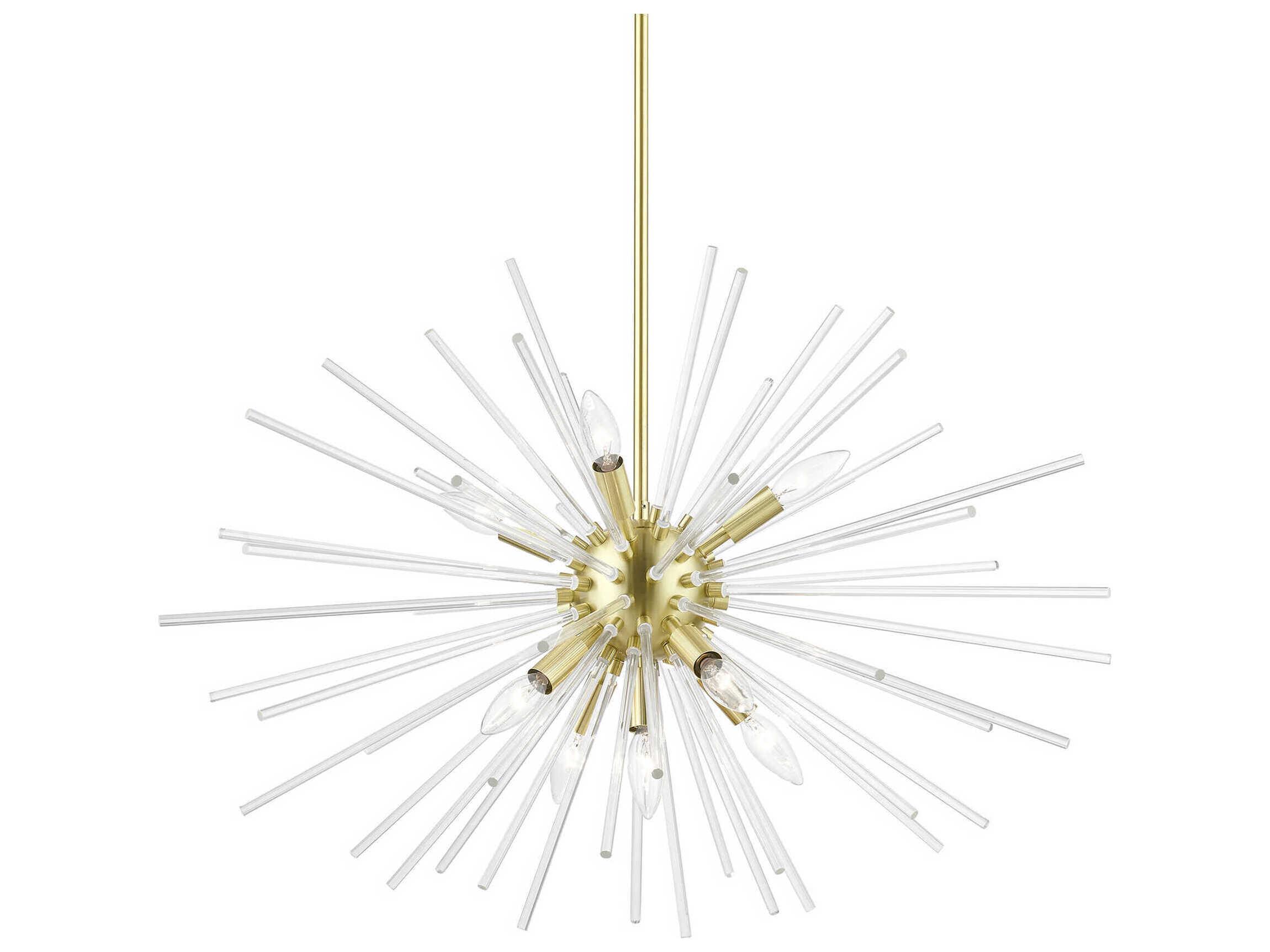 Livex Lighting Utopia 9-Light Satin Brass Glass Sputnik Pendant