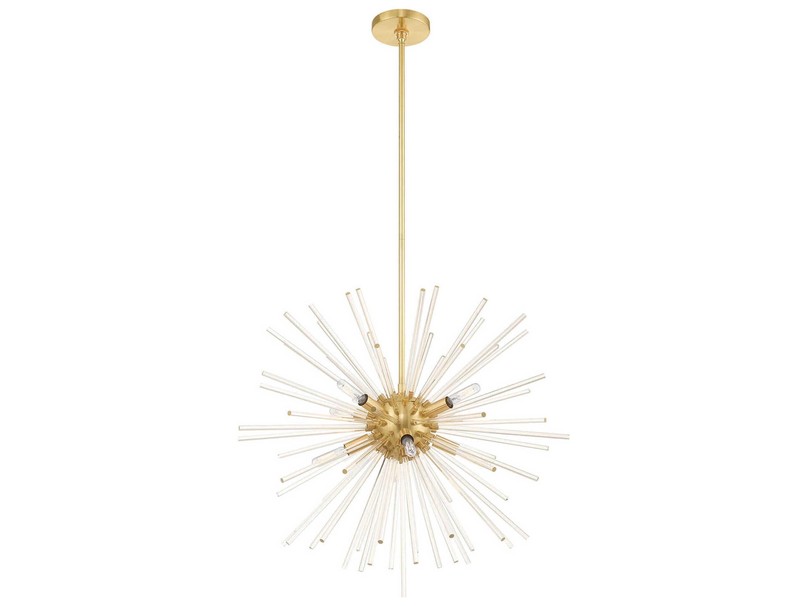Livex Lighting Utopia 8-Light Satin Brass Crystal Sputnik Pendant