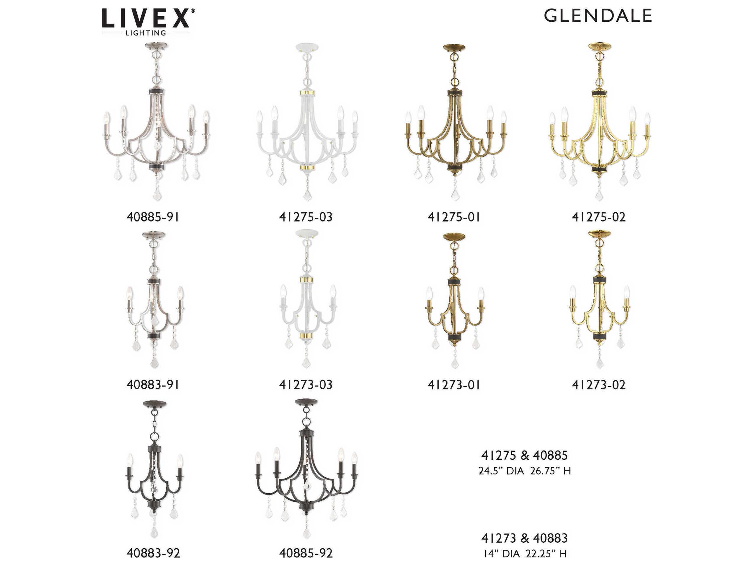 Livex Lighting Glendale 3-Light Antique Brass Crystal Candelabra Chandelier