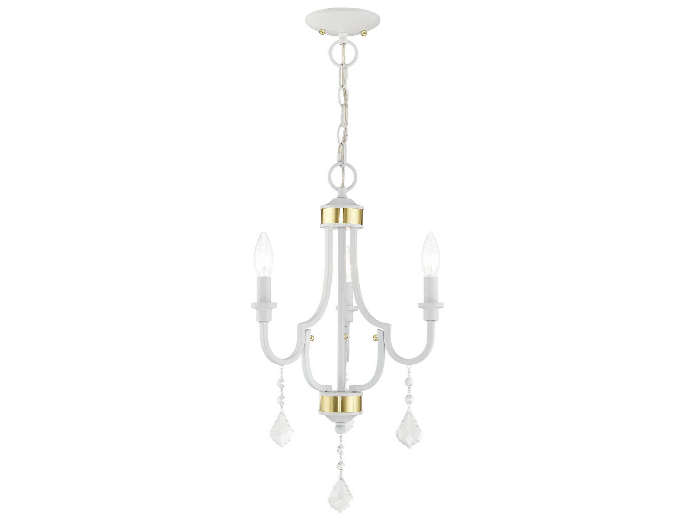 Livex Lighting Glendale 3-Light White Crystal Candelabra Chandelier