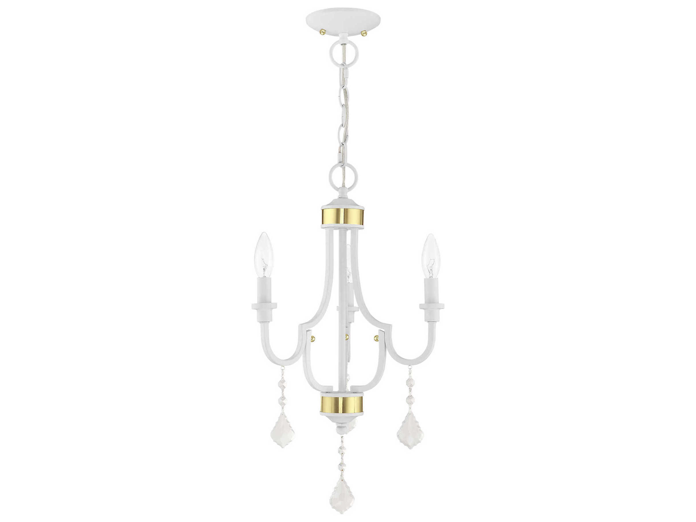 Livex Lighting Glendale 3-Light White Crystal Candelabra Chandelier