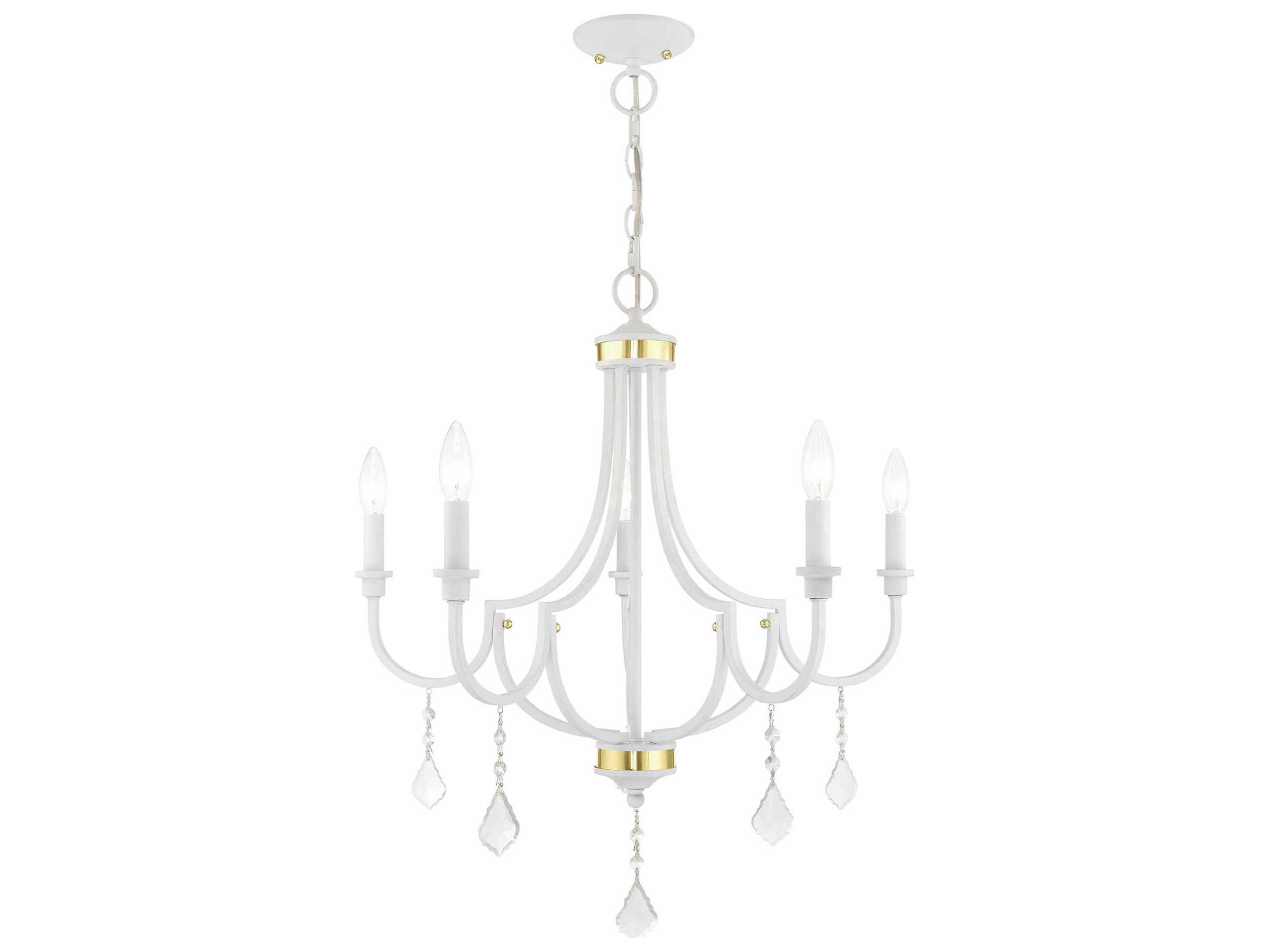 Livex Lighting Glendale 5-Light White Crystal Candelabra Chandelier