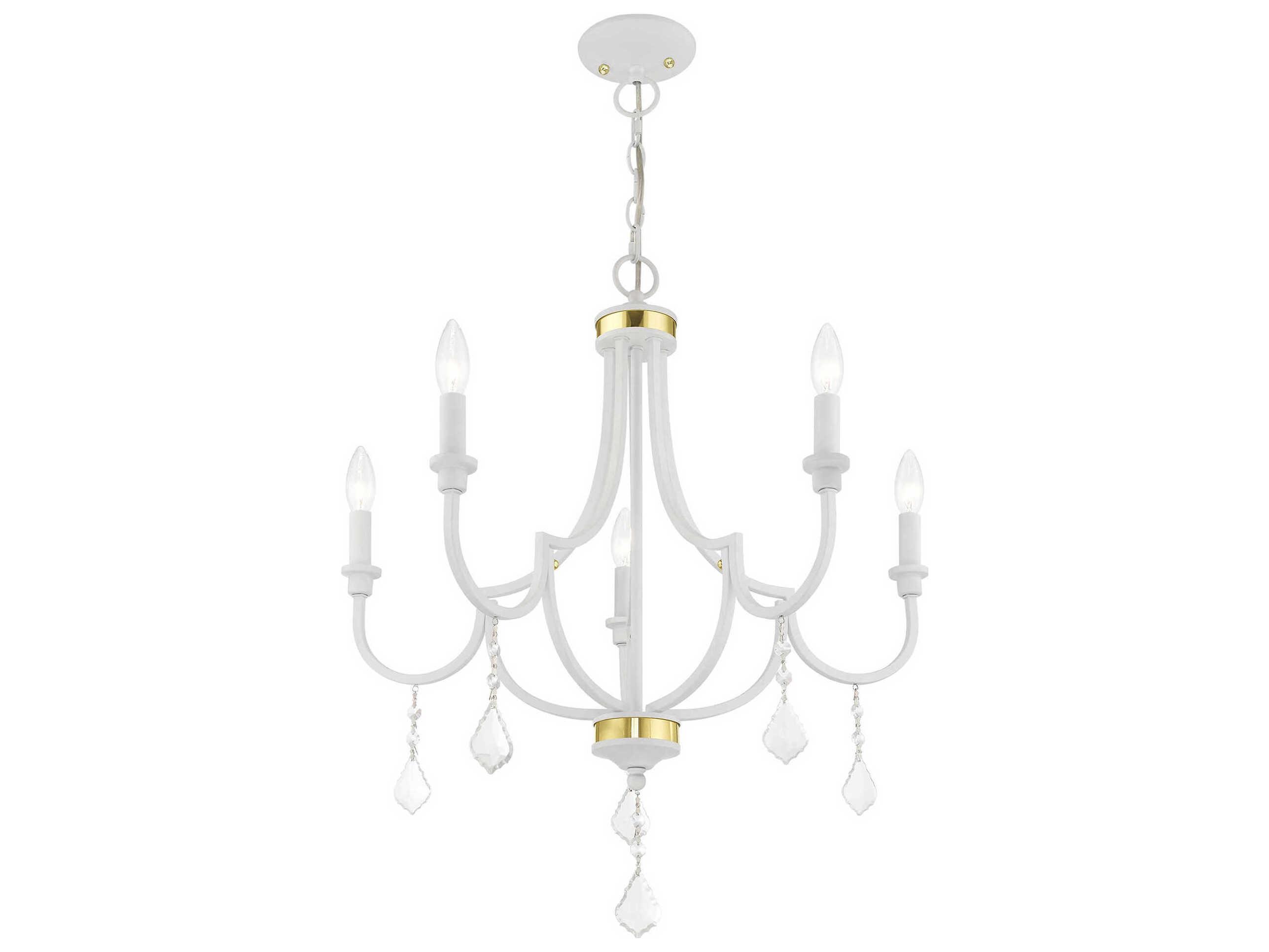 Livex Lighting Glendale 5-Light White Crystal Candelabra Chandelier