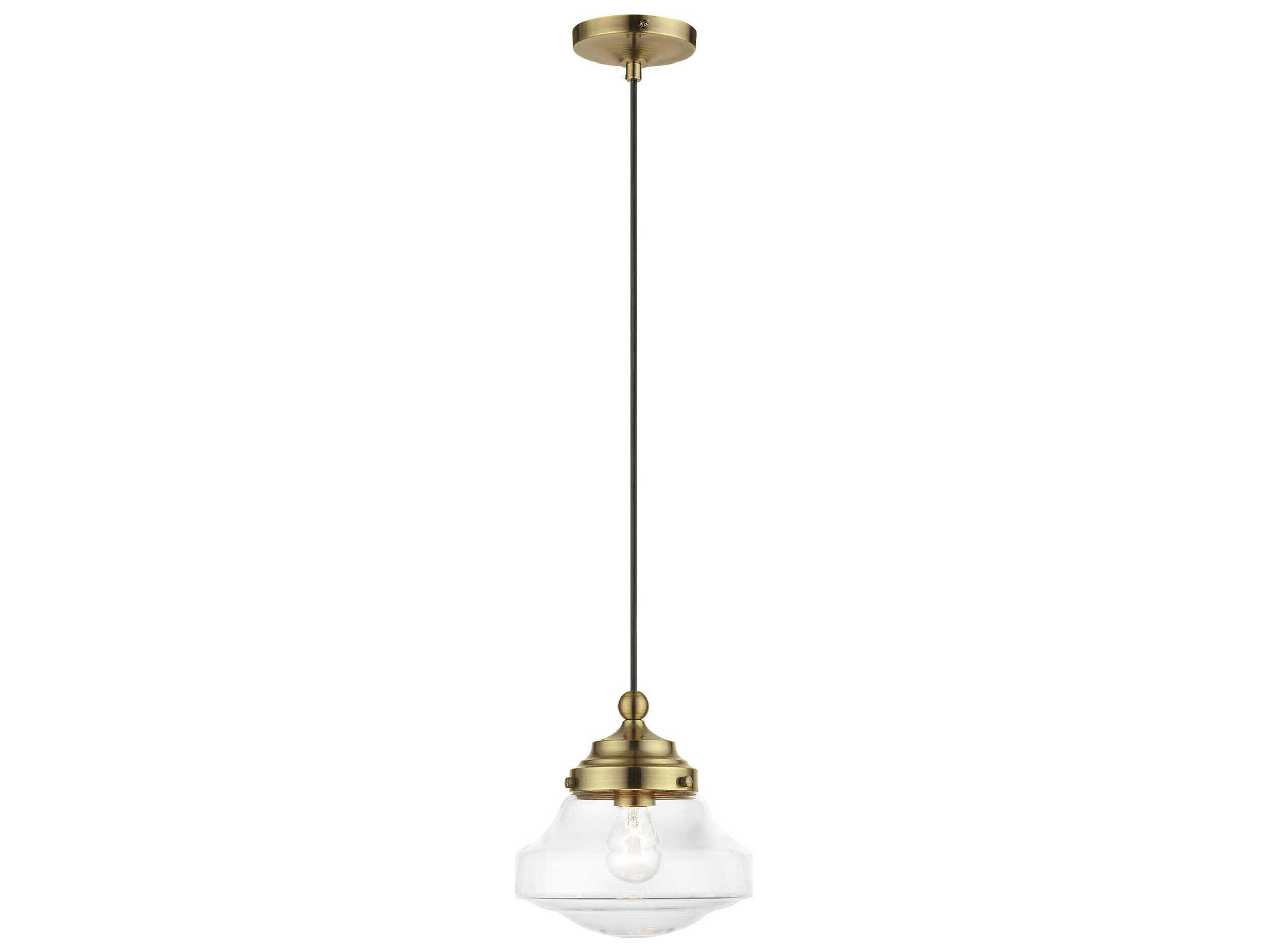Livex Lighting Avondale 1-Light Antique Brass Glass Mini Pendant