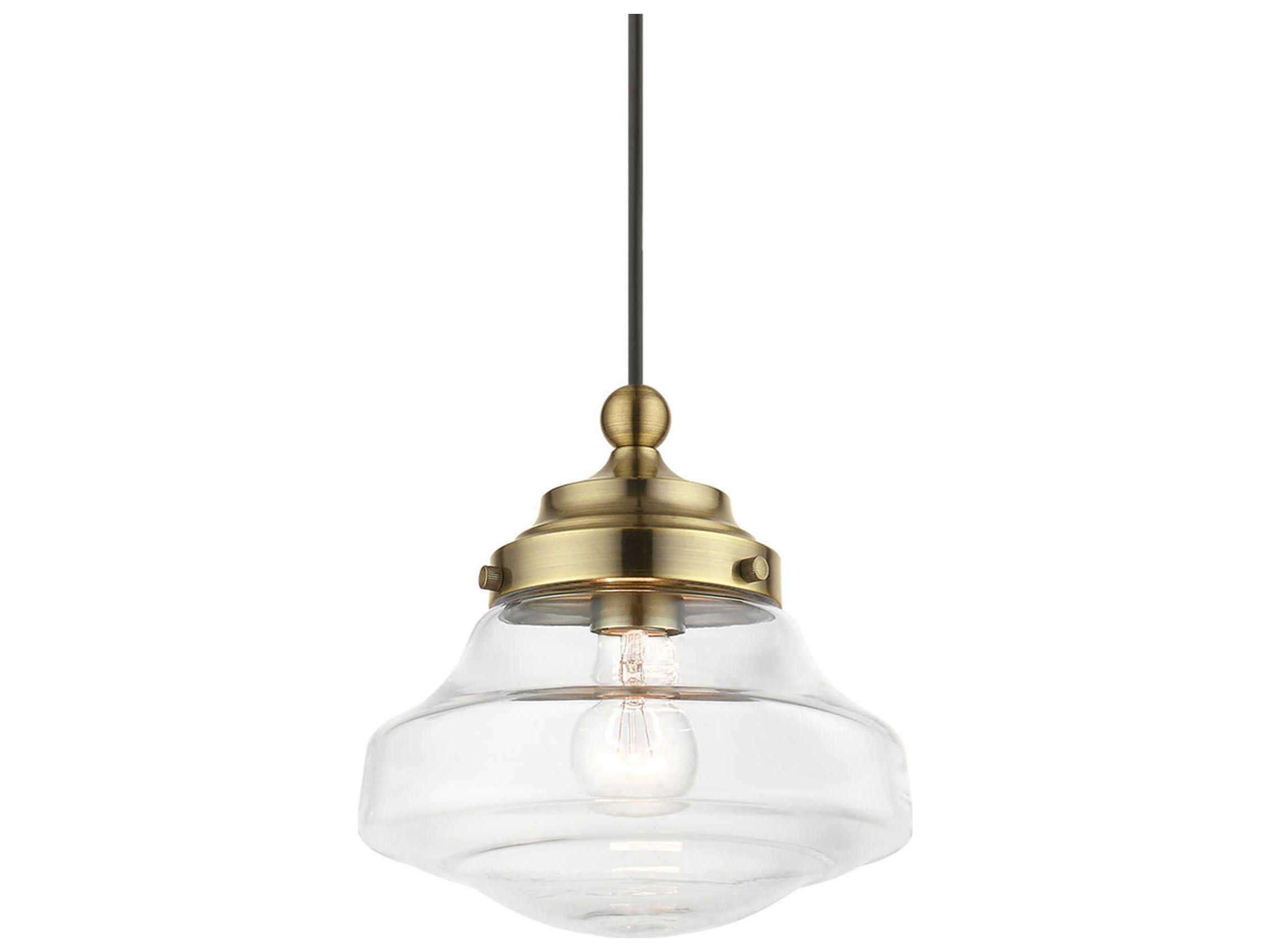 Livex Lighting Avondale 1-Light Antique Brass Glass Mini Pendant