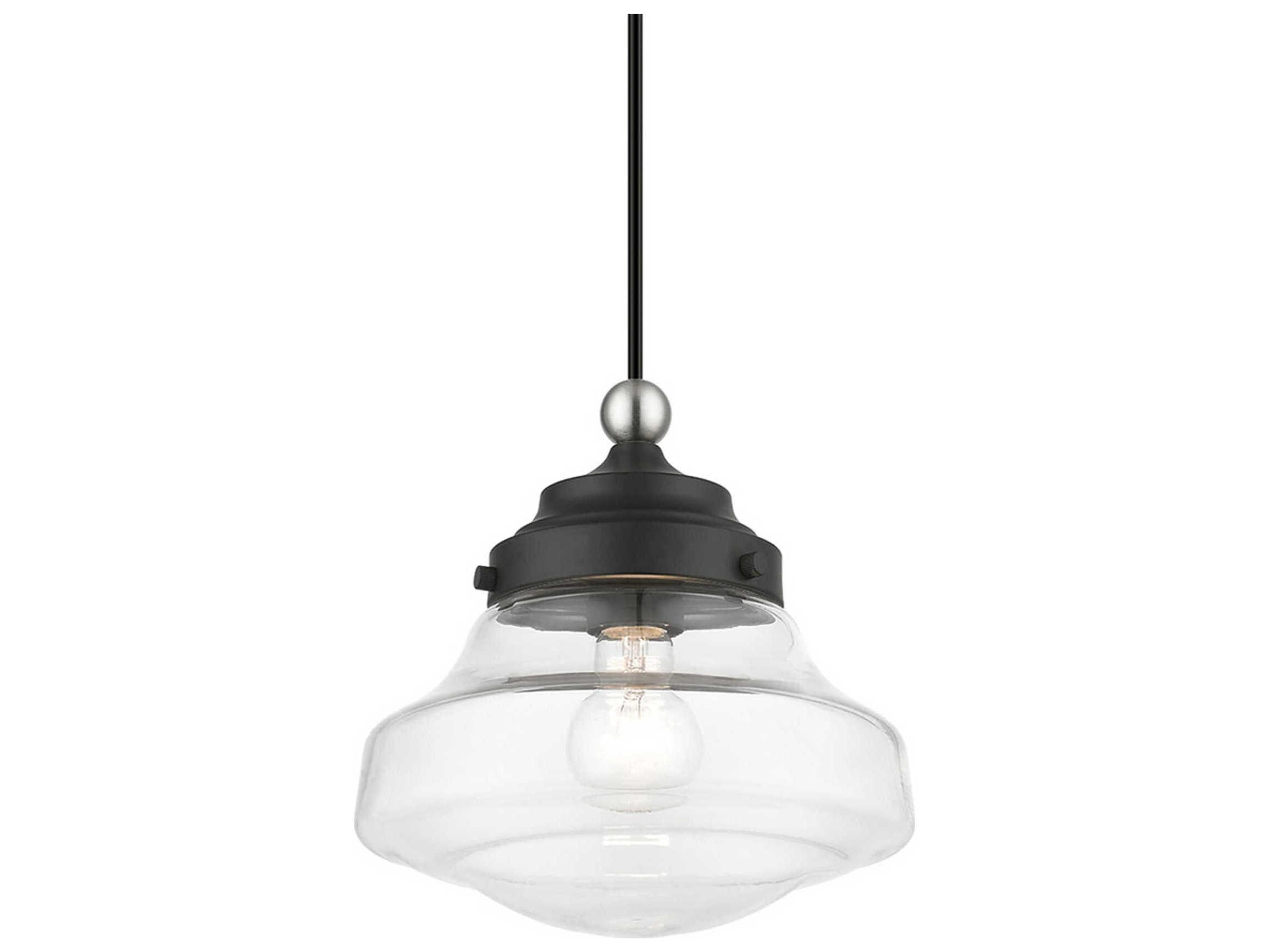 Livex Lighting Avondale 1-Light Black Brushed Nickel Glass Mini Pendant