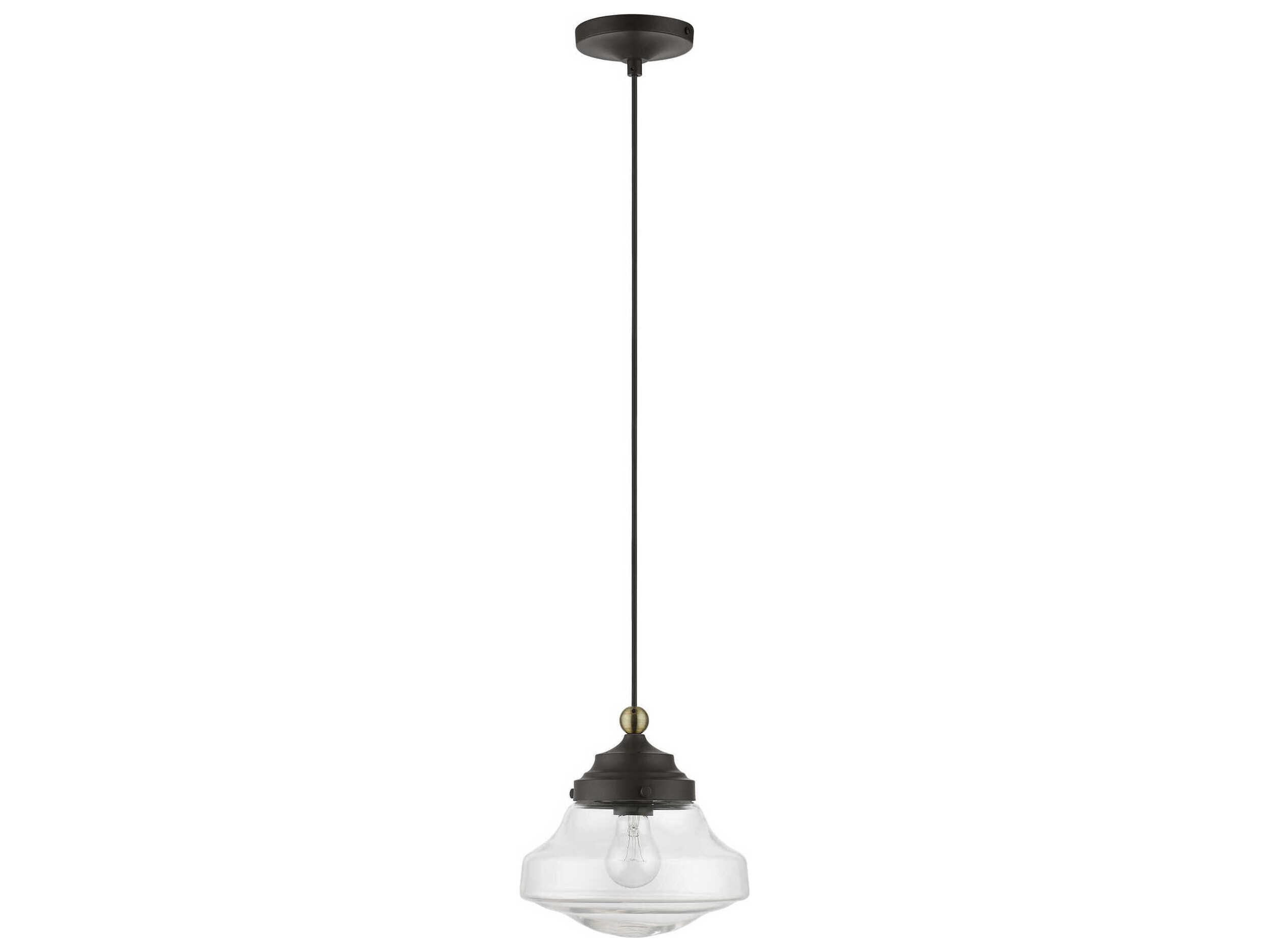 Livex Lighting Avondale 1-Light Bronze Antique Brass Glass Mini Pendant