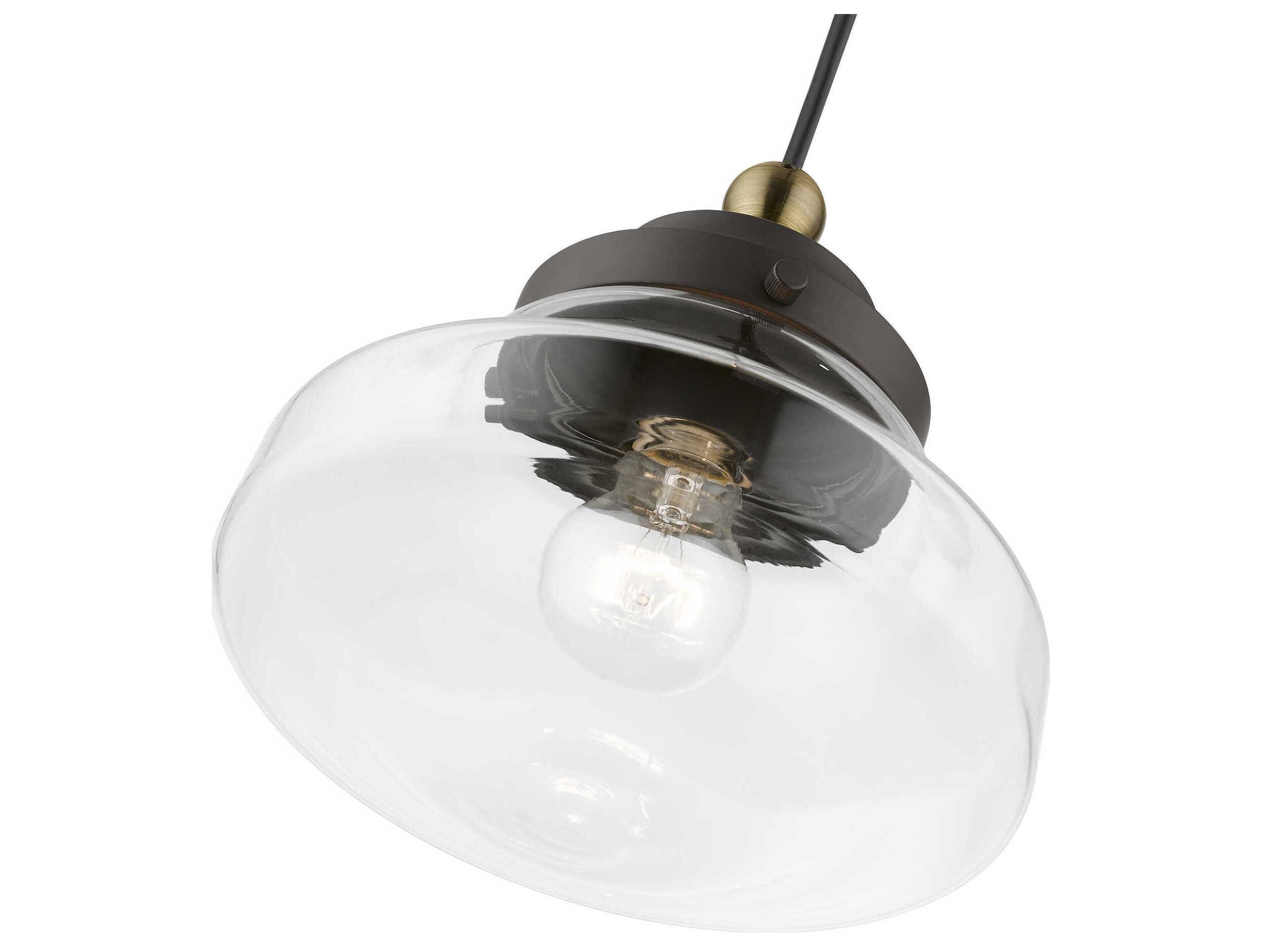 Livex Lighting Avondale 1-Light Bronze Antique Brass Glass Mini Pendant
