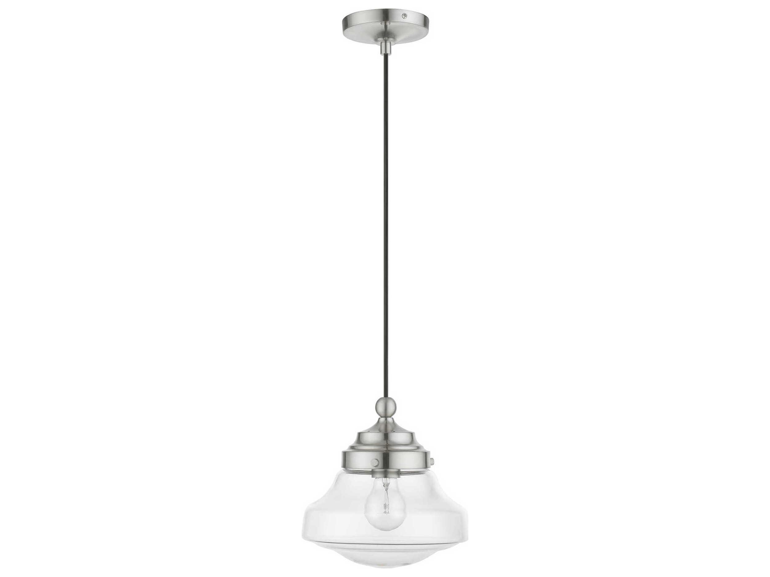 Livex Lighting Avondale 1-Light Brushed Nickel Glass Mini Pendant