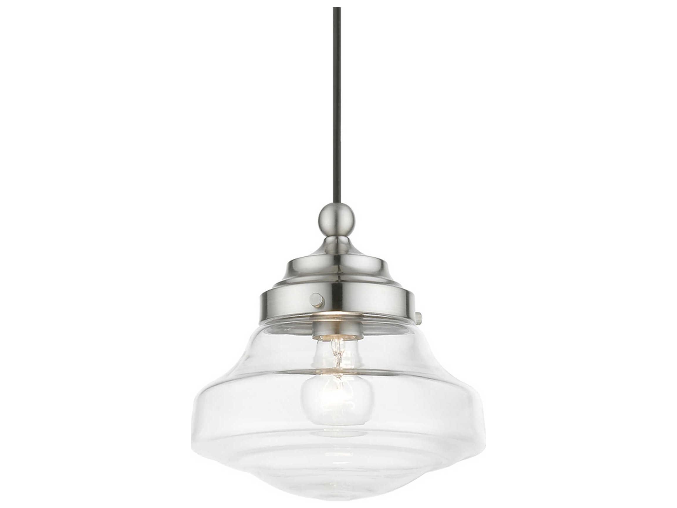 Livex Lighting Avondale 1-Light Brushed Nickel Glass Mini Pendant