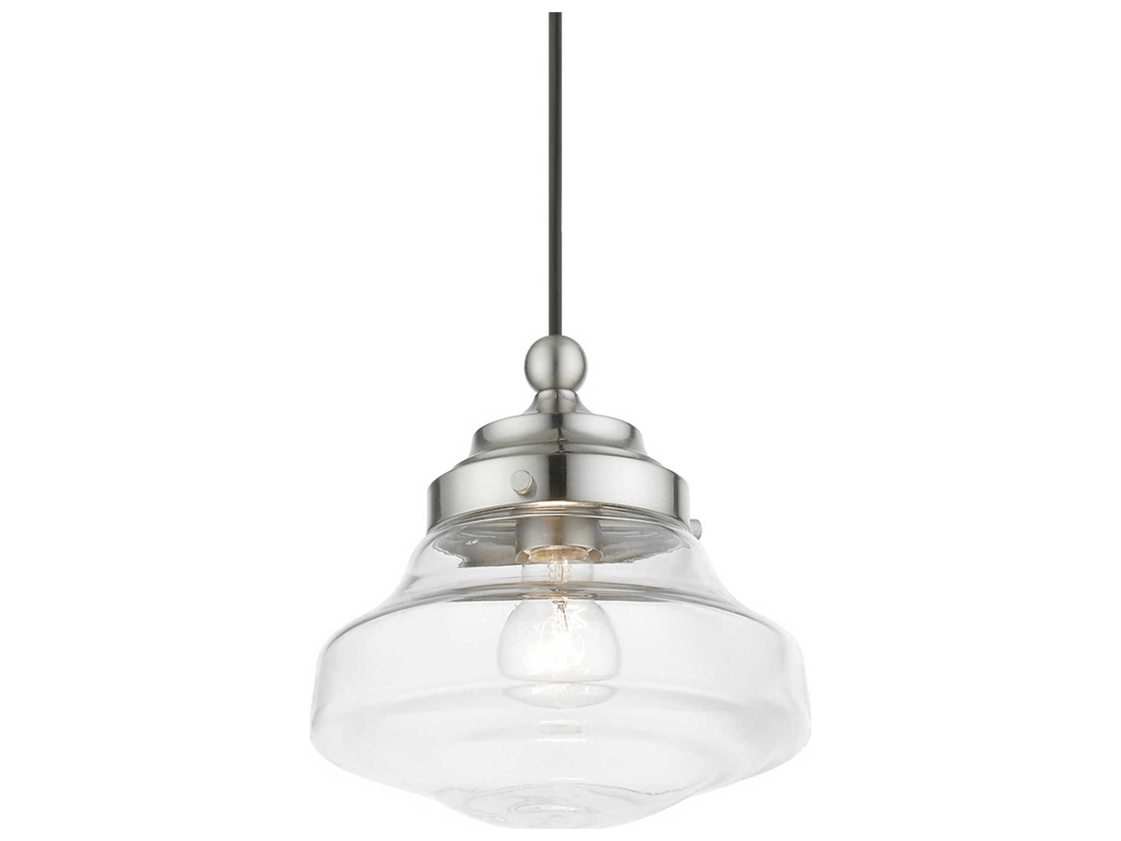 Livex Lighting Avondale 1-Light Brushed Nickel Glass Mini Pendant