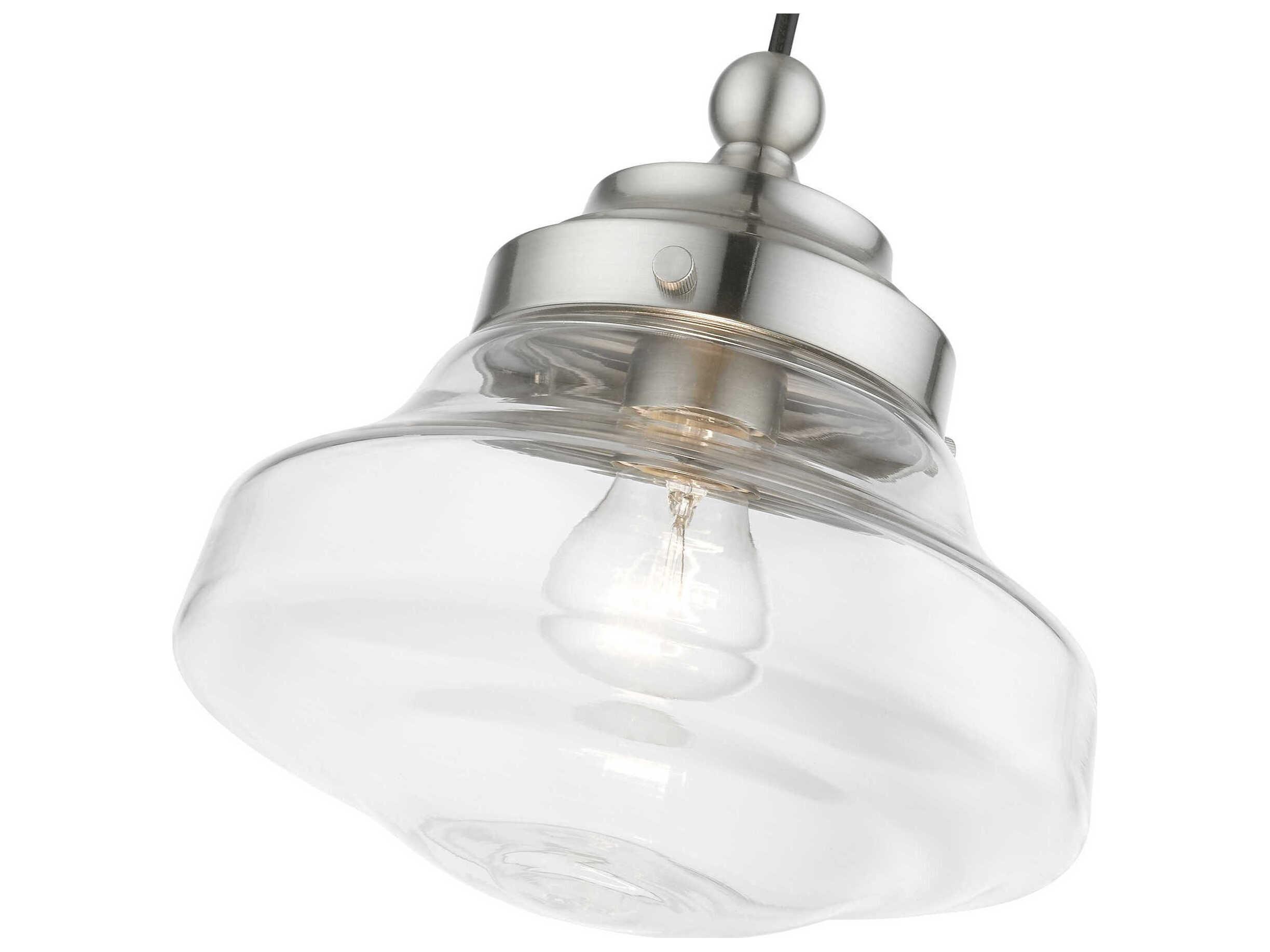 Livex Lighting Avondale 1-Light Brushed Nickel Glass Mini Pendant