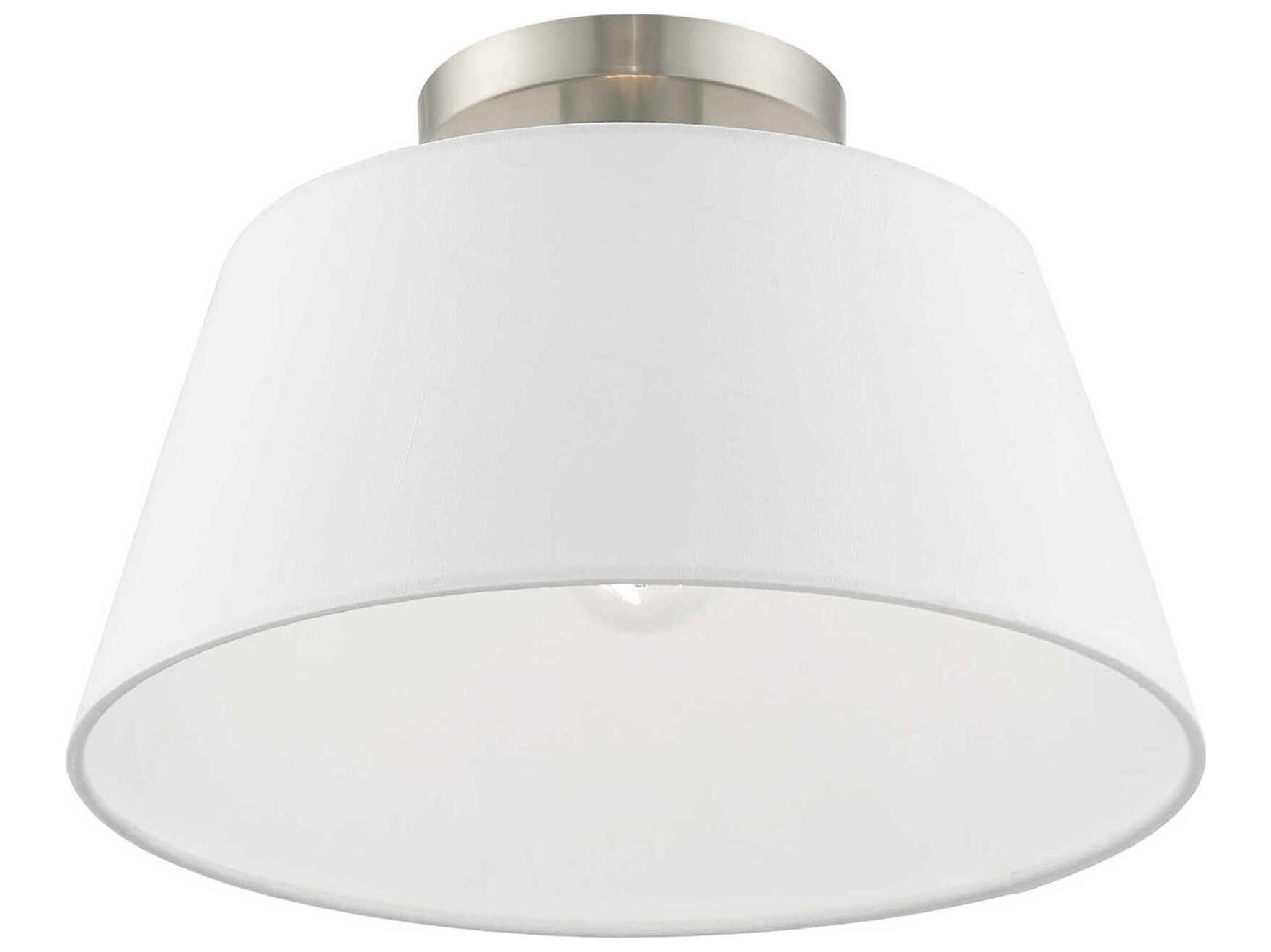 Livex Lighting Belclaire 1-Light Brushed Nickel White Empire Semi Flush Mount
