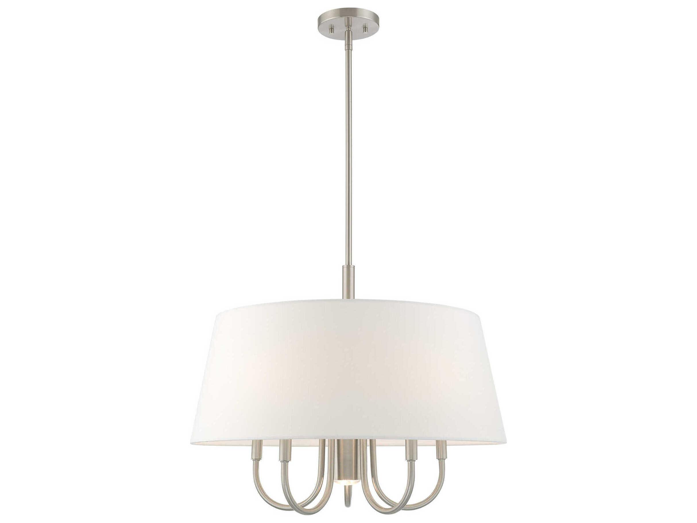 Livex Lighting Belclaire 6-Light Brushed Nickel White Empire Chandelier