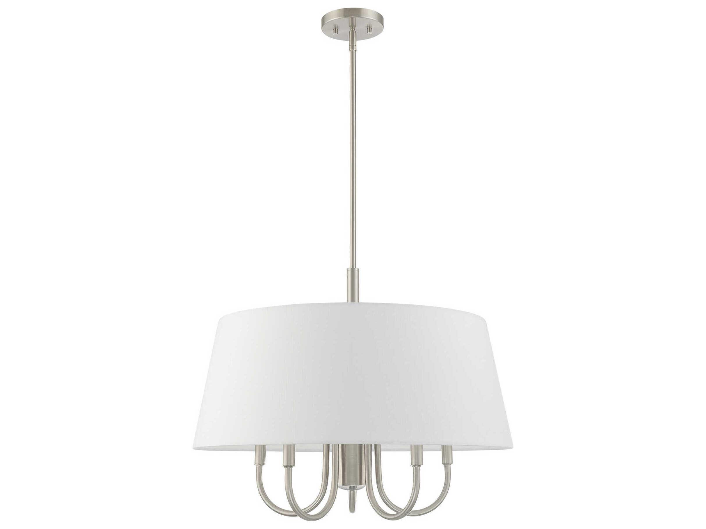 Livex Lighting Belclaire 6-Light Brushed Nickel White Empire Chandelier