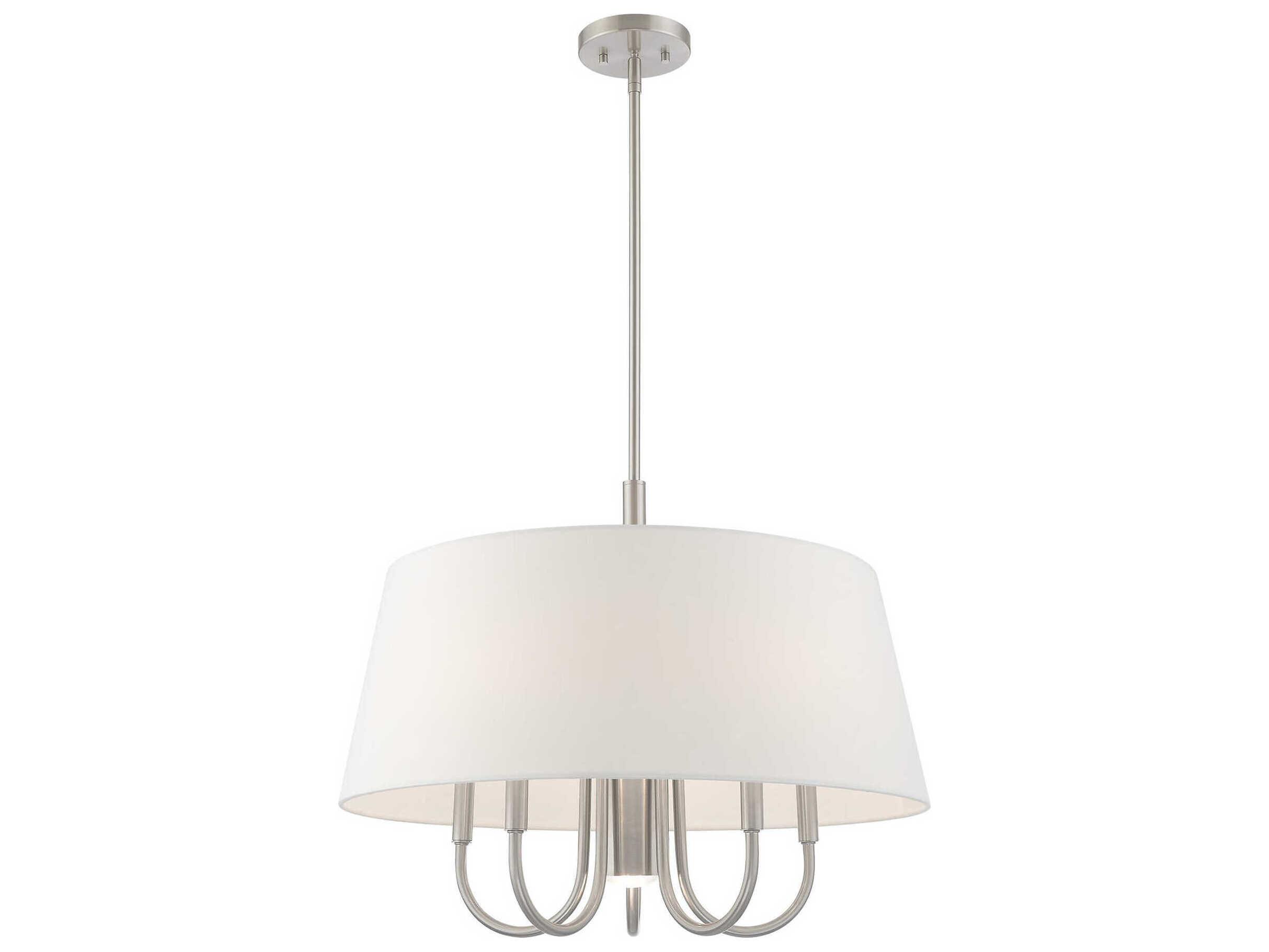Livex Lighting Belclaire 6-Light Brushed Nickel White Empire Chandelier