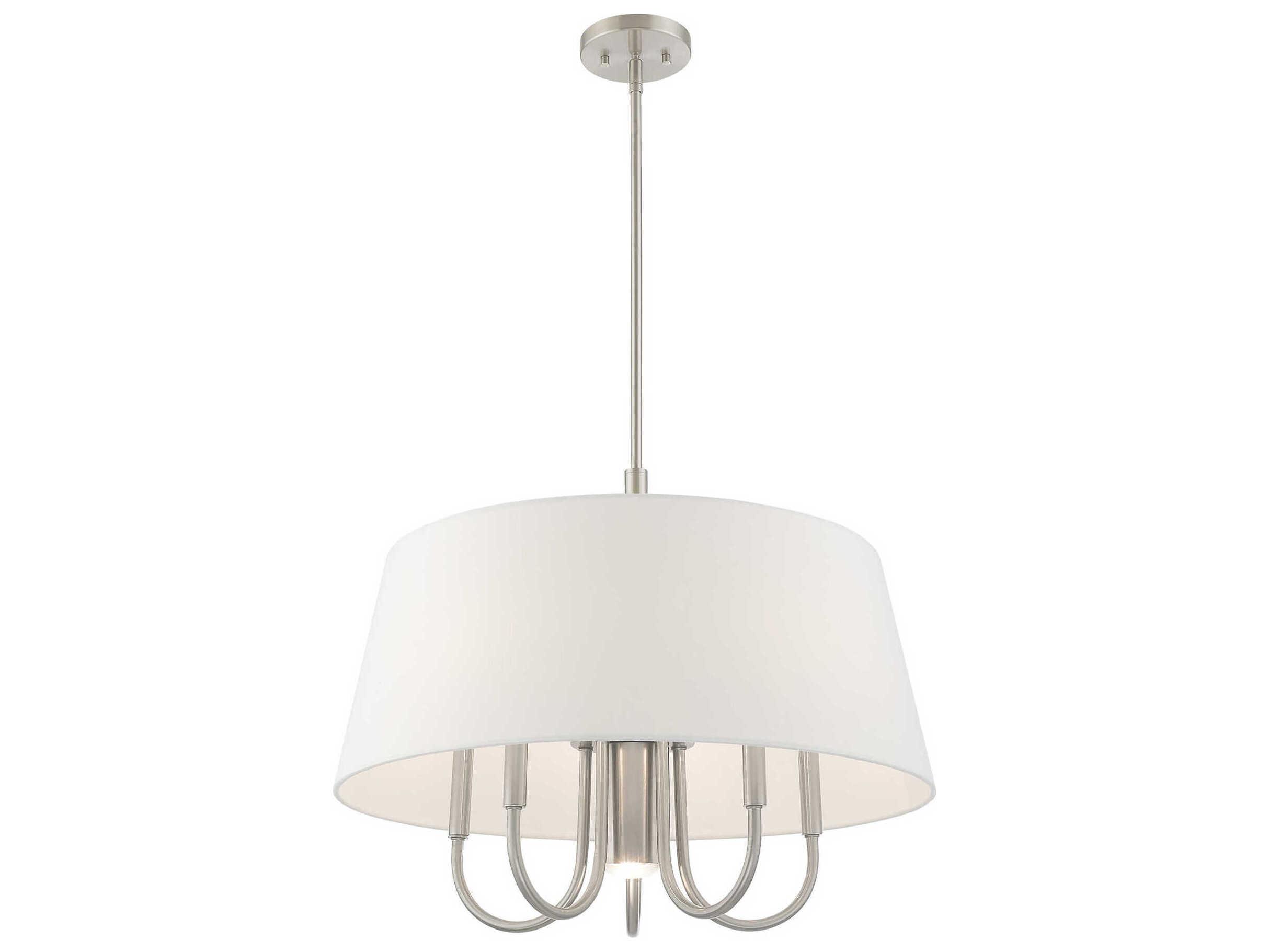 Livex Lighting Belclaire 6-Light Brushed Nickel White Empire Chandelier